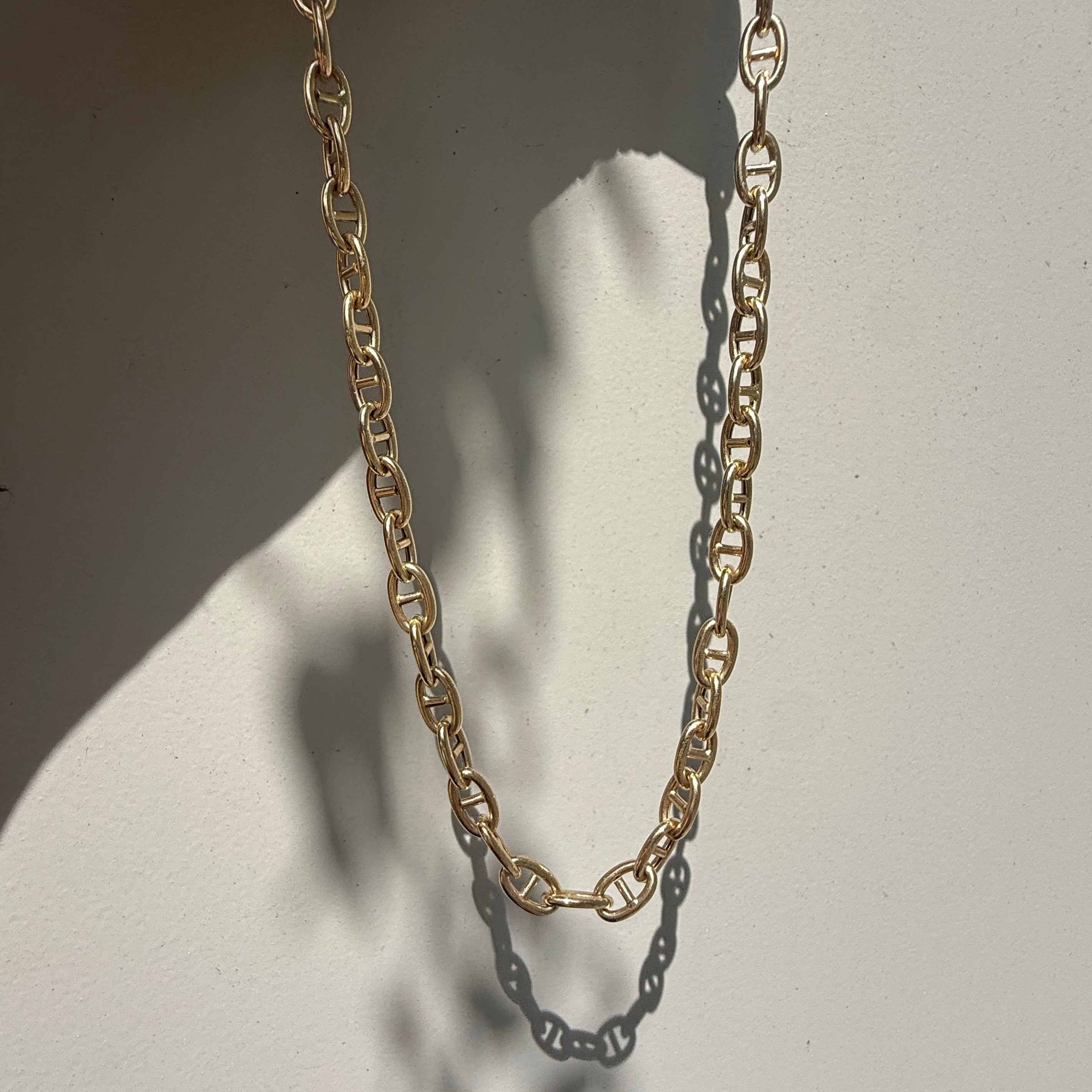 14k Yellow Gold Anchor Chain Necklace