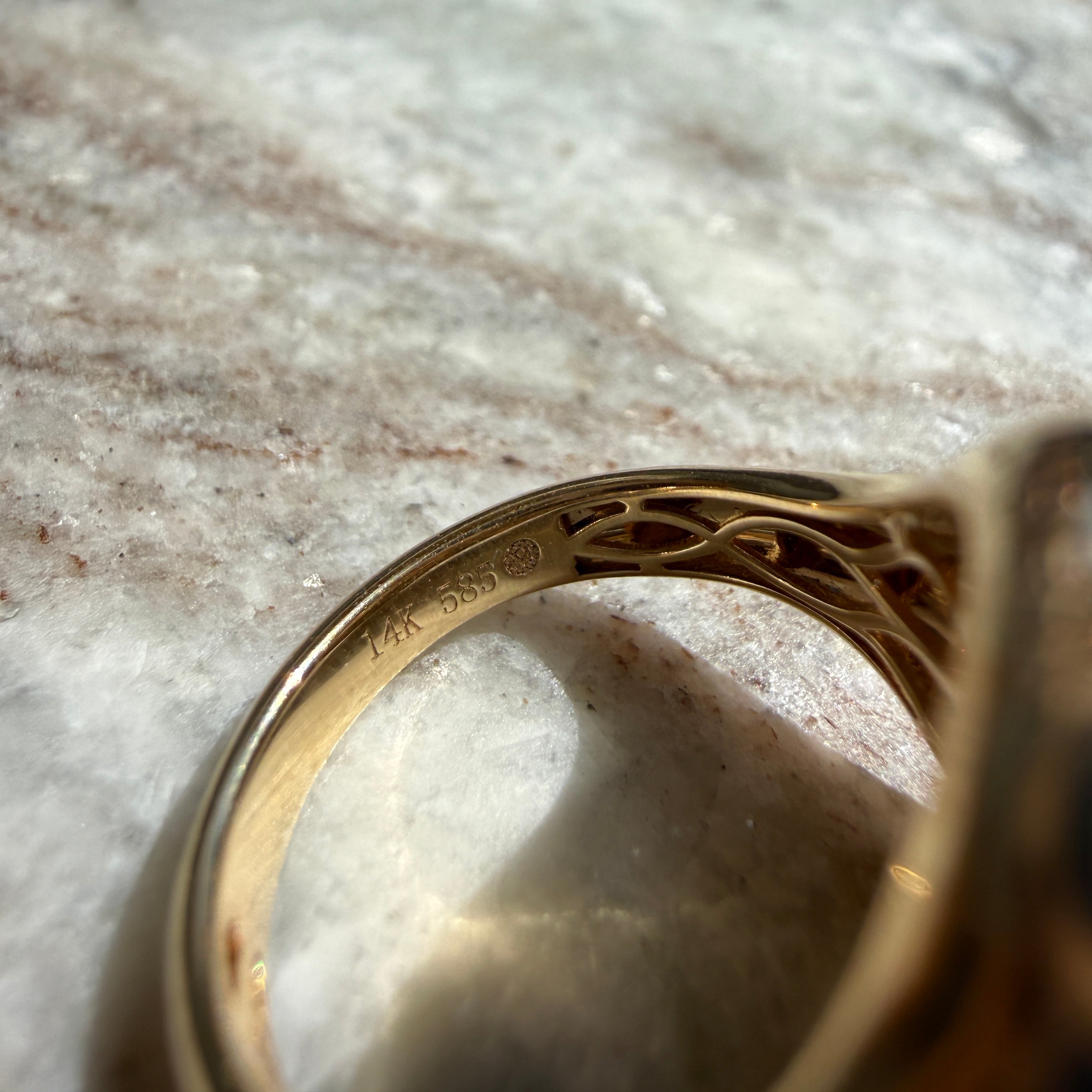 14k Two-Tone Gold Diamond Libra Zodiac Signet Ring