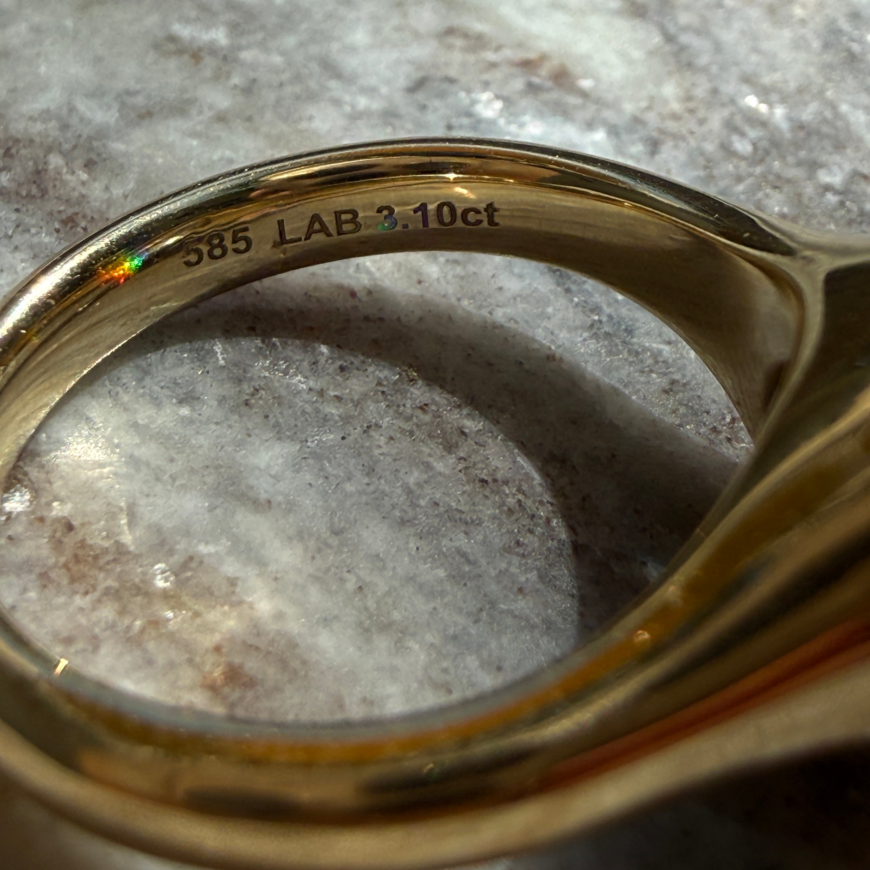 14k Yellow Gold Offset East-West Oval Diamond Ring