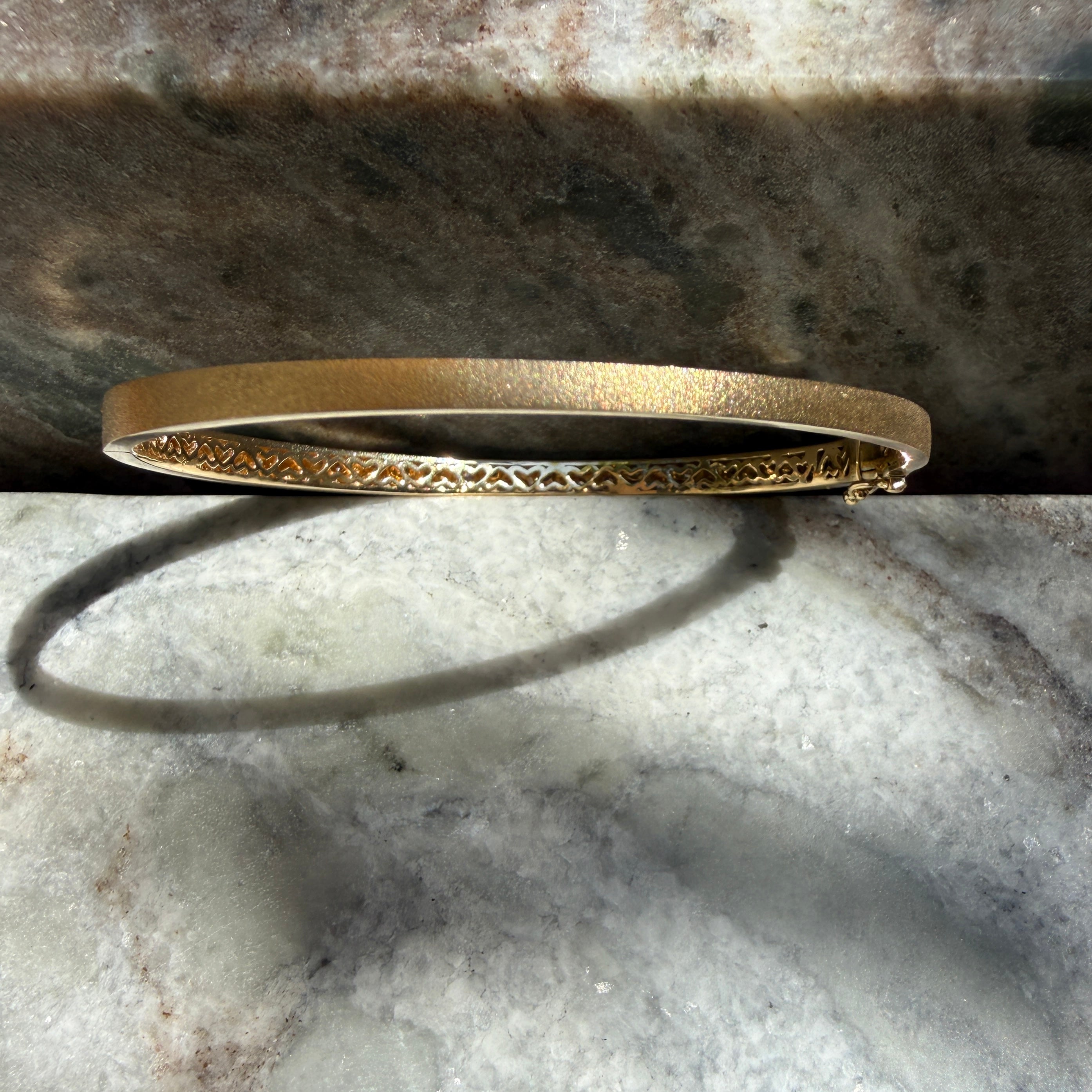 14k Satin Yellow Gold Diamond Celestial Bangle Bracelet