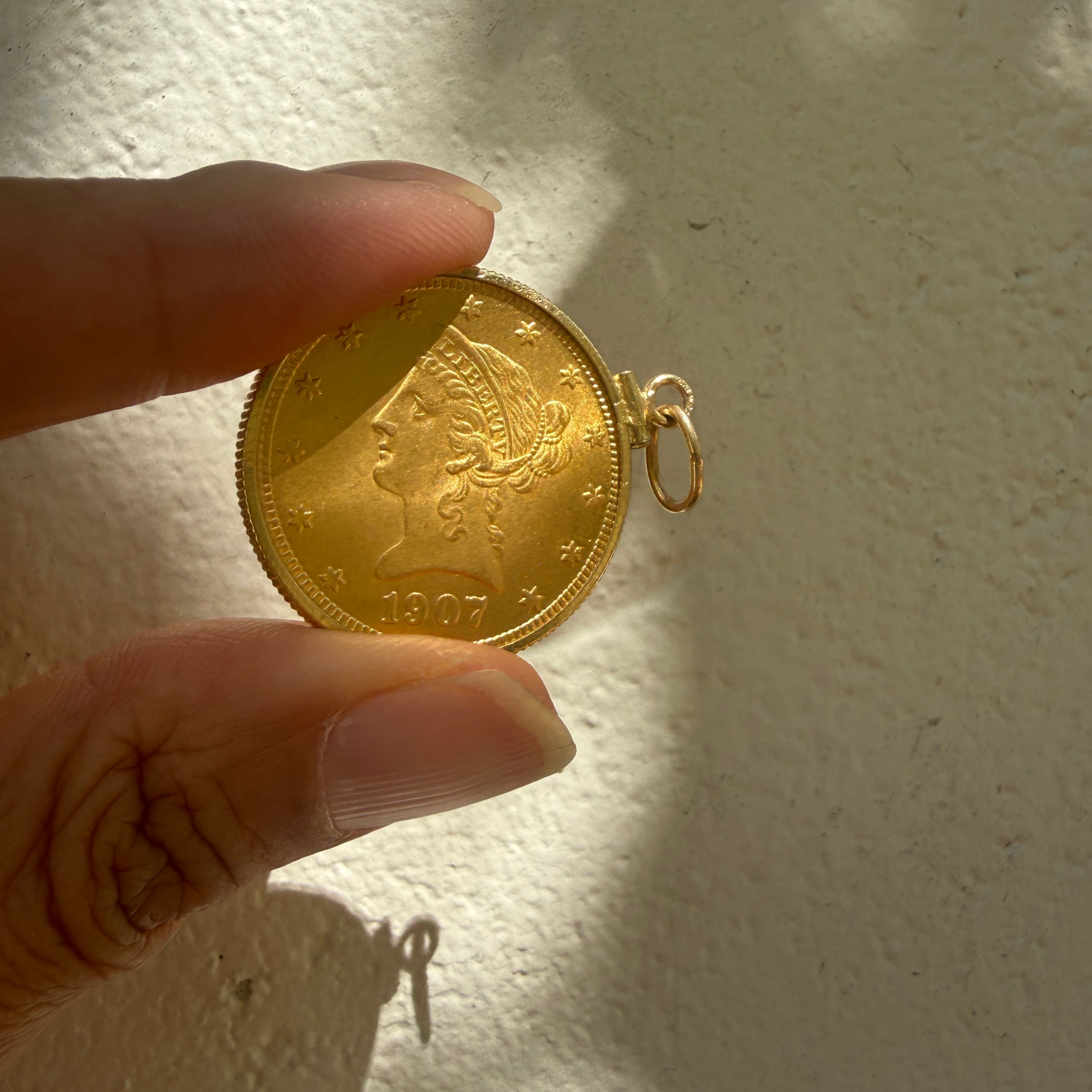 Vintage 1907 $10 Liberty Head Gold Eagle Coin Pendant