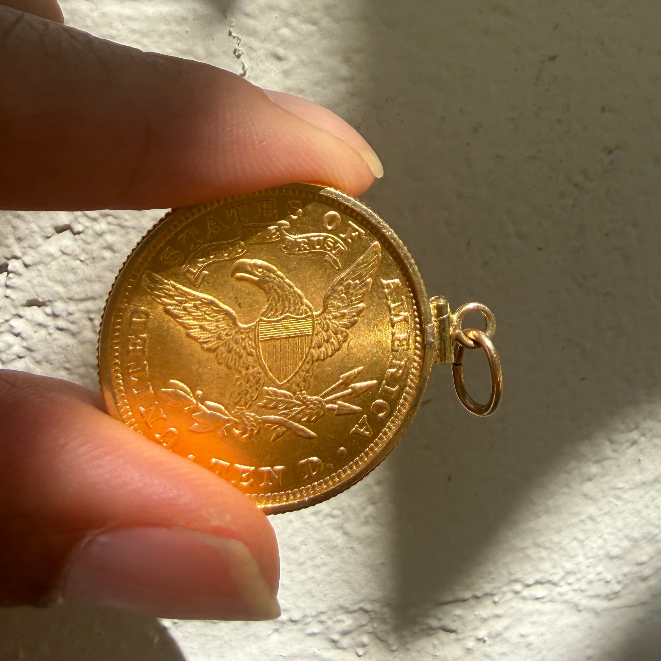 Vintage 1907 $10 Liberty Head Gold Eagle Coin Pendant