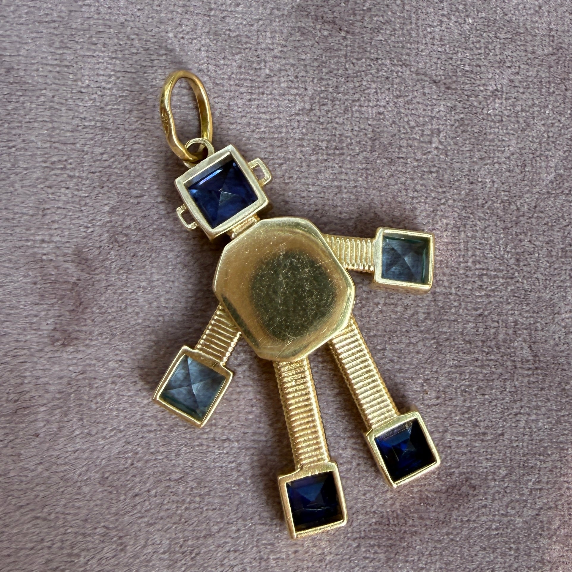 Van Robot Denim Maxi Charm Pendant with Sapphire, Tanzanite, Topaz and Diamonds