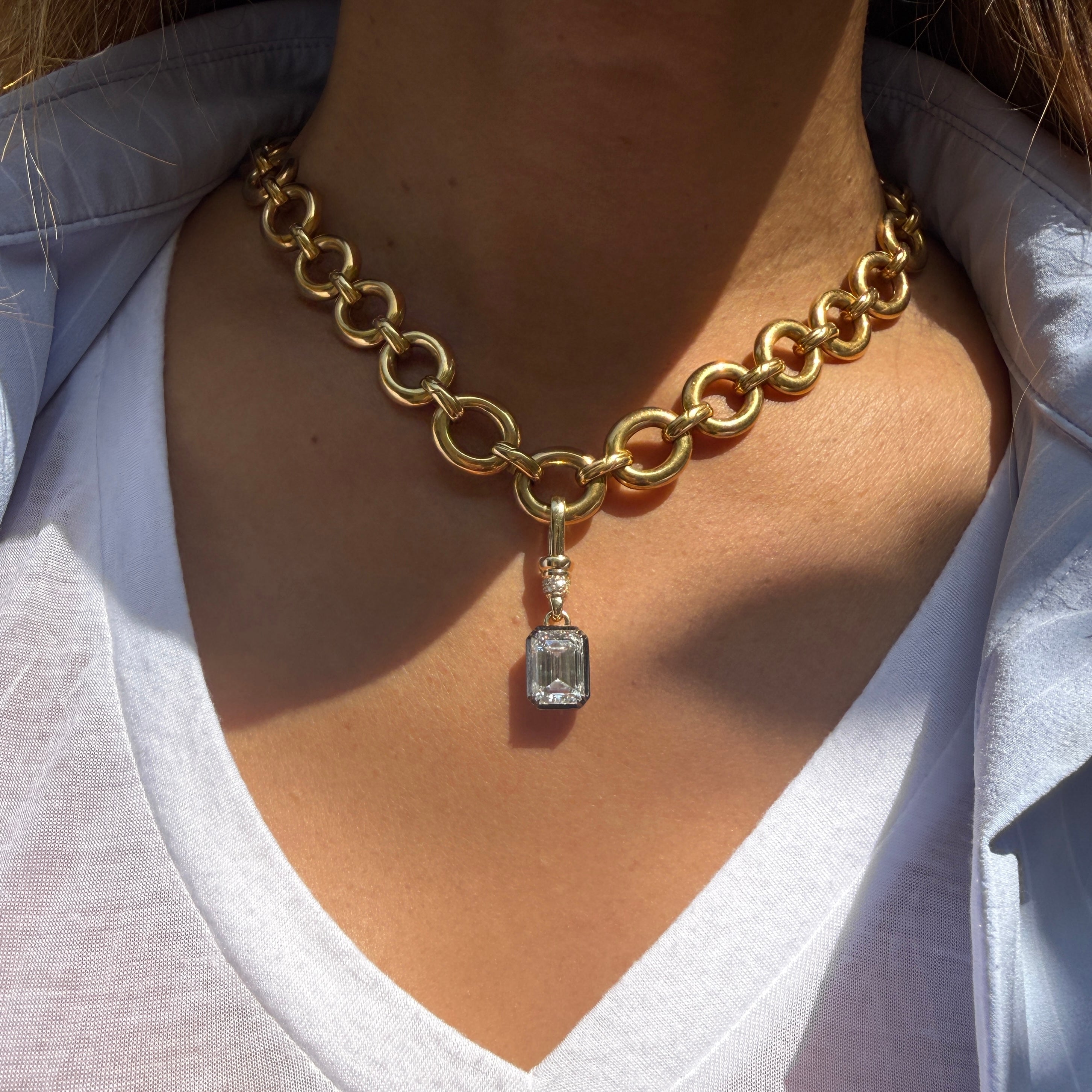 Vintage 18k Yellow Gold Chunky Oval Link Necklace