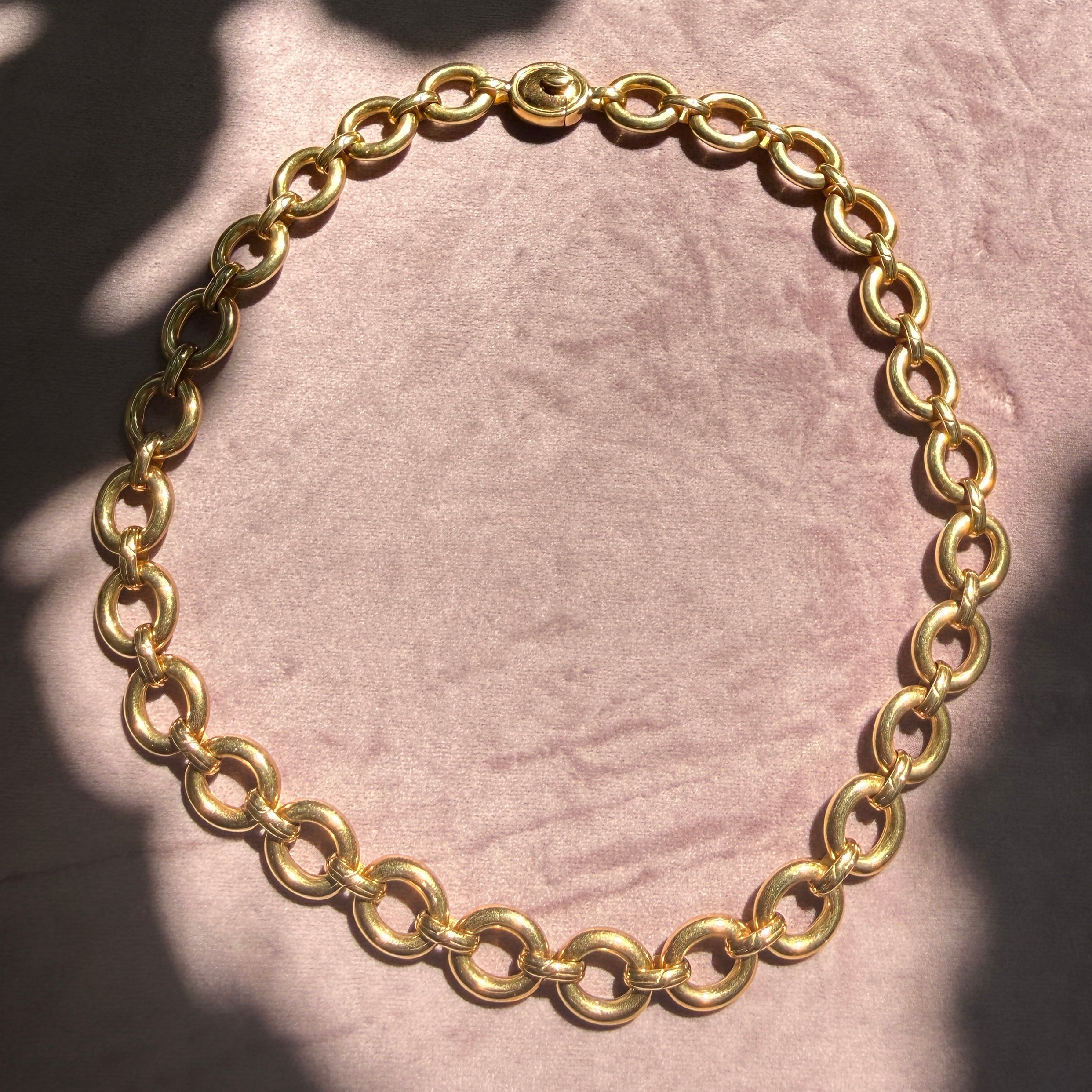 Vintage 18k Yellow Gold Chunky Oval Link Necklace