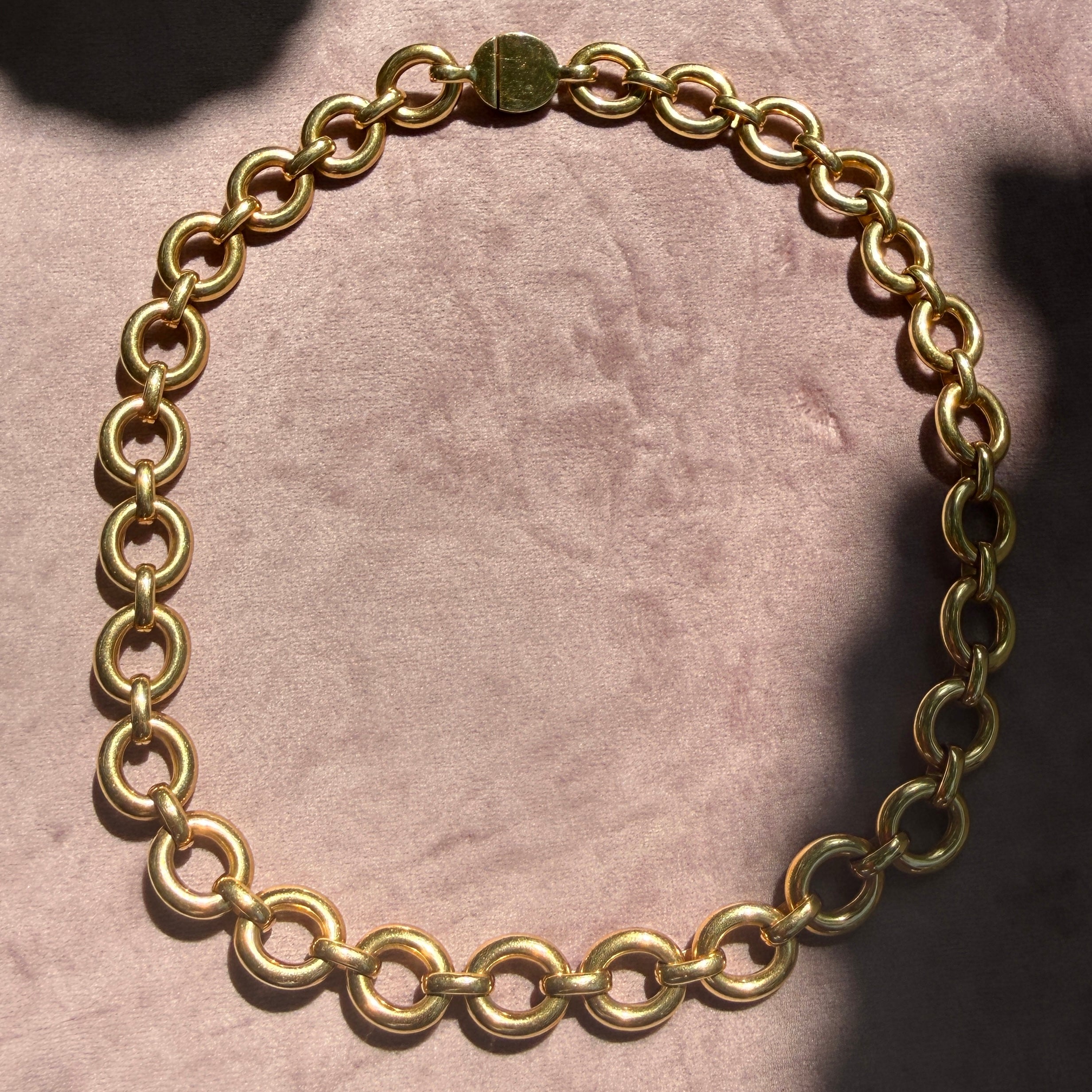 Vintage 18k Yellow Gold Chunky Oval Link Necklace