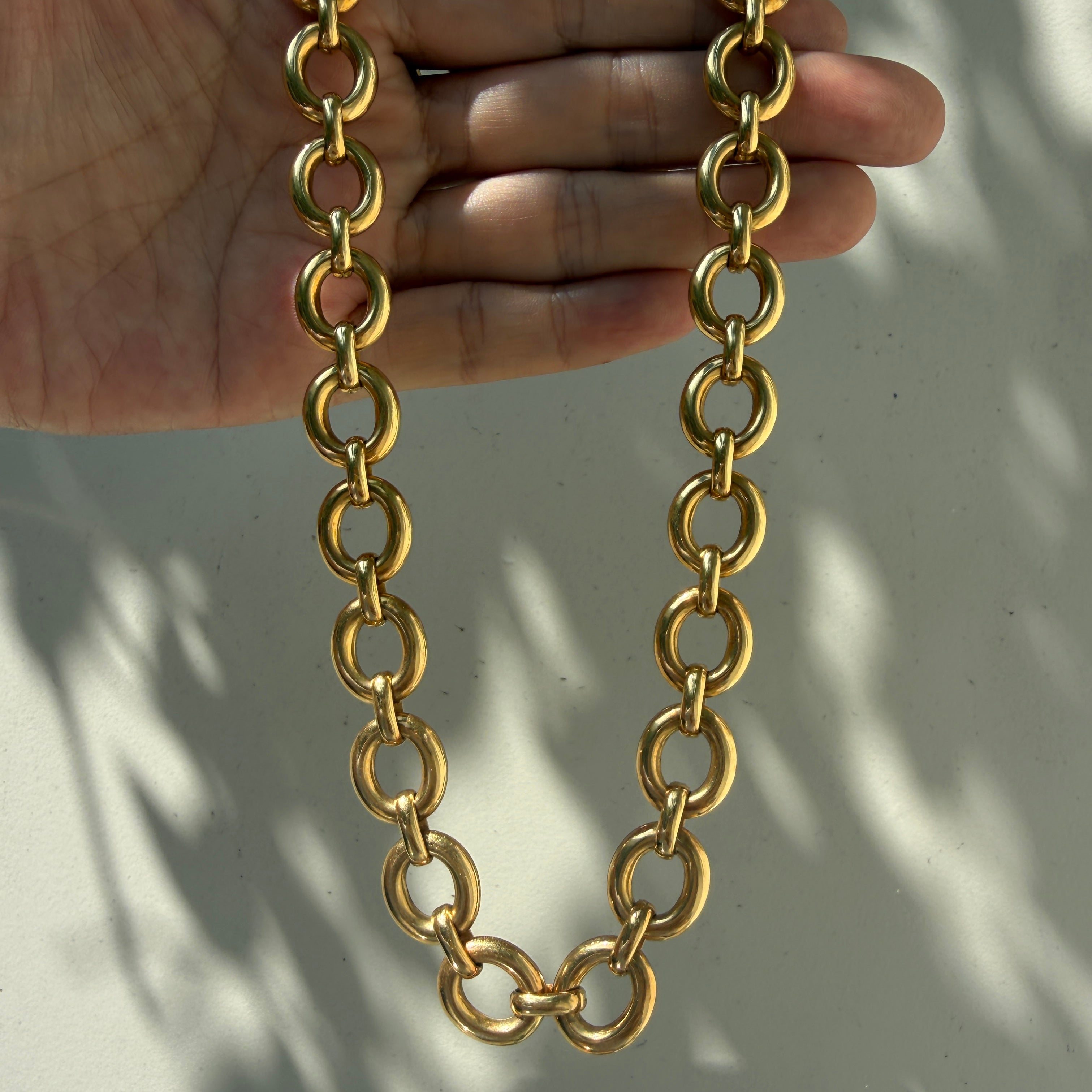 Vintage 18k Yellow Gold Chunky Oval Link Necklace