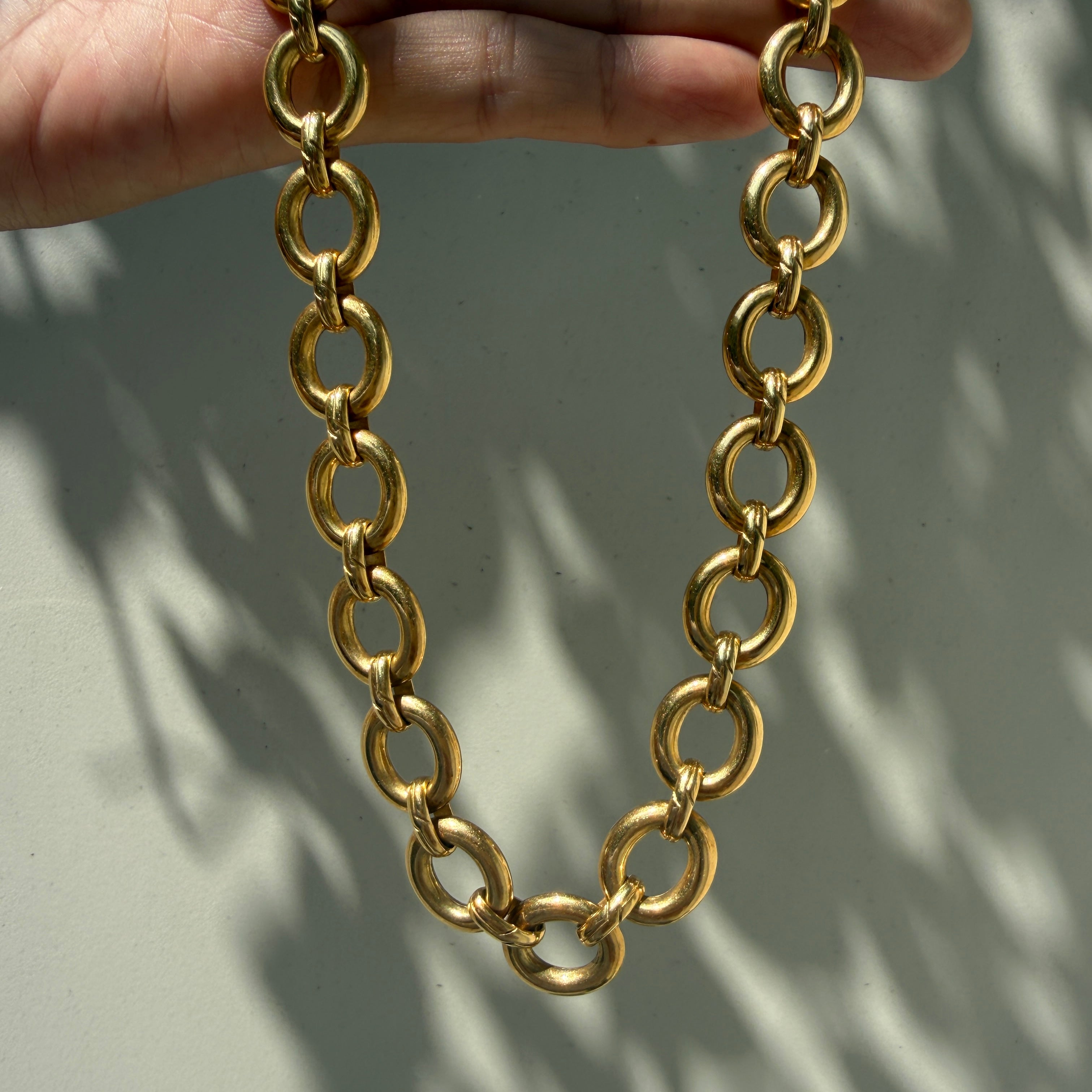Vintage 18k Yellow Gold Chunky Oval Link Necklace