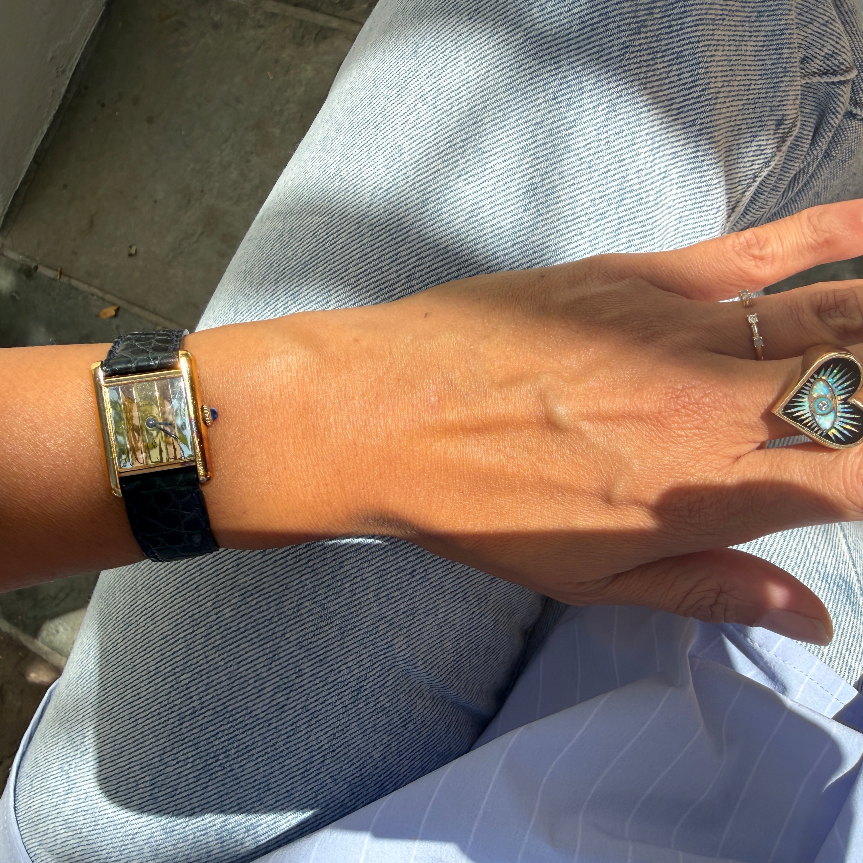 Must de Cartier Vintage Vermeil Tank Watch, Tri-Color Dial, Leather Strap