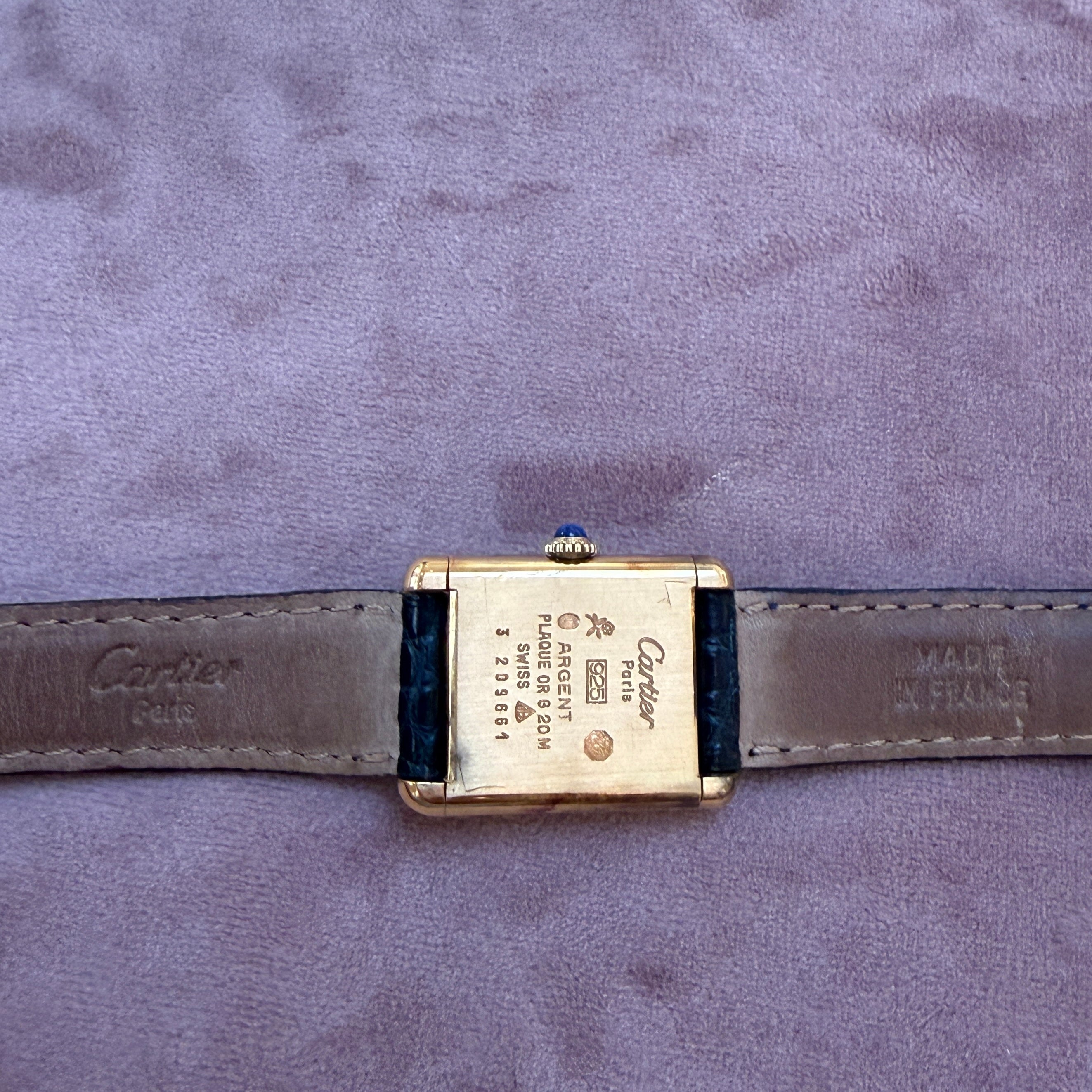 Must de Cartier Vintage Vermeil Tank Watch, Tri-Color Dial, Leather Strap
