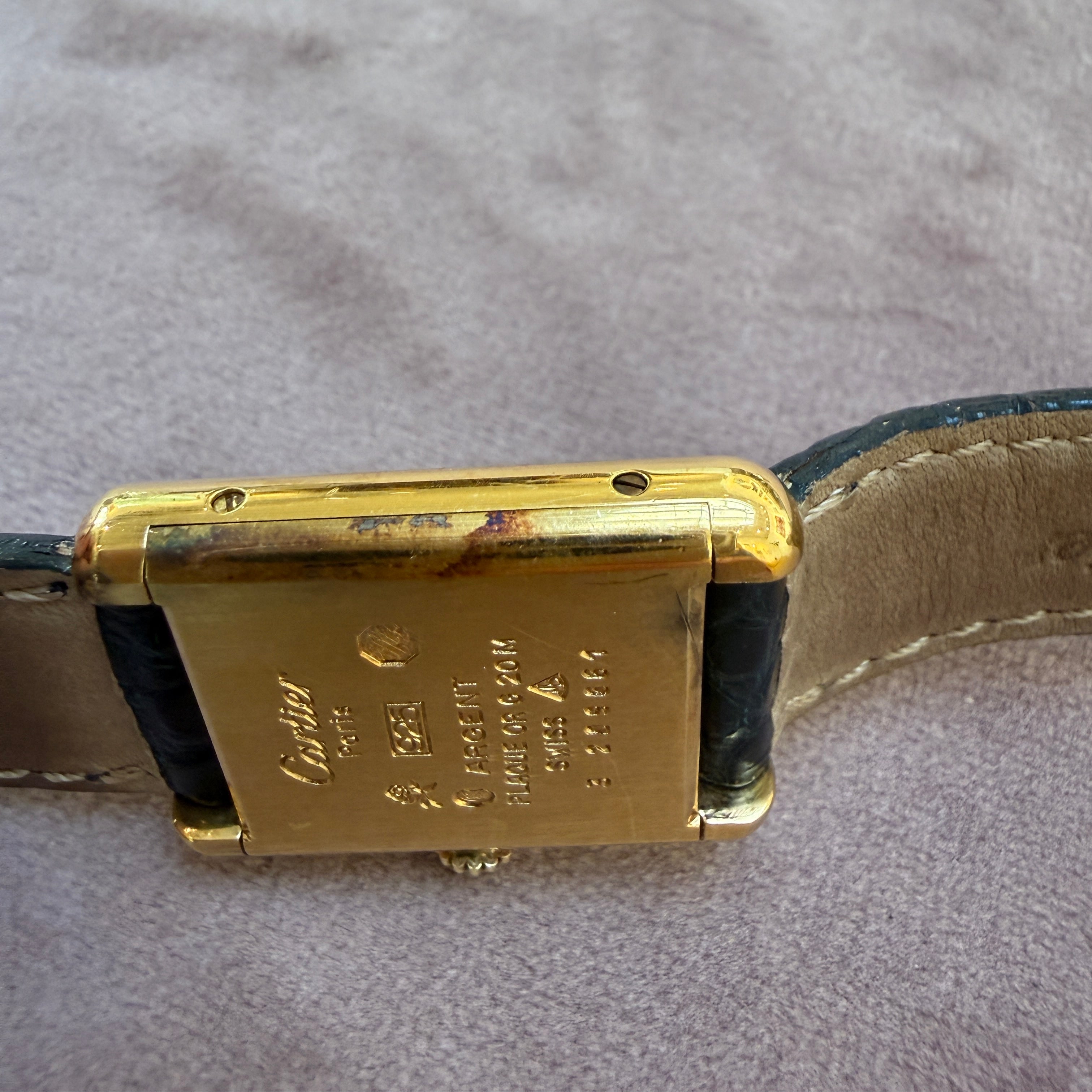 Must de Cartier Vintage Vermeil Tank Watch, Tri-Color Dial, Leather Strap