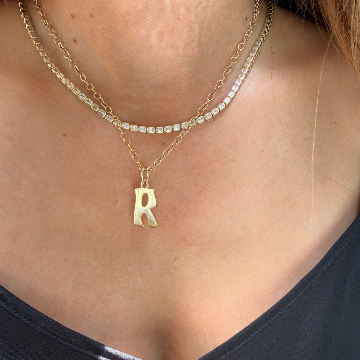 Marlo Laz Large Initial "R"  Charm in 14k Yellow Gold