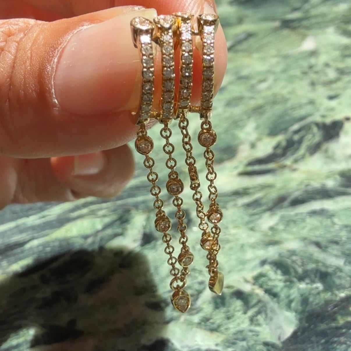 SHAY Diamond Double Fringe Pear Huggies in 18k Gold