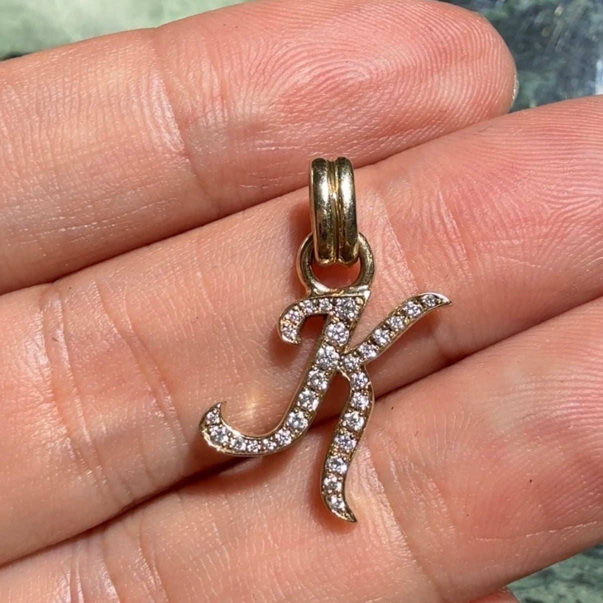 RENVI La Firma Diamond Initial "K" Charm in 14k Yellow Gold