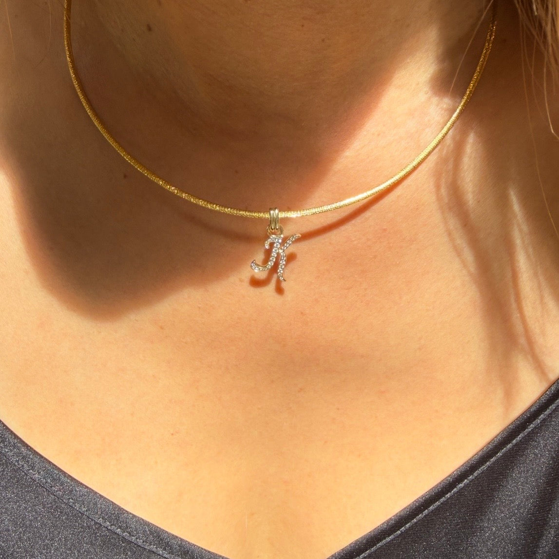 RENVI La Firma Diamond Initial "K" Charm in 14k Yellow Gold