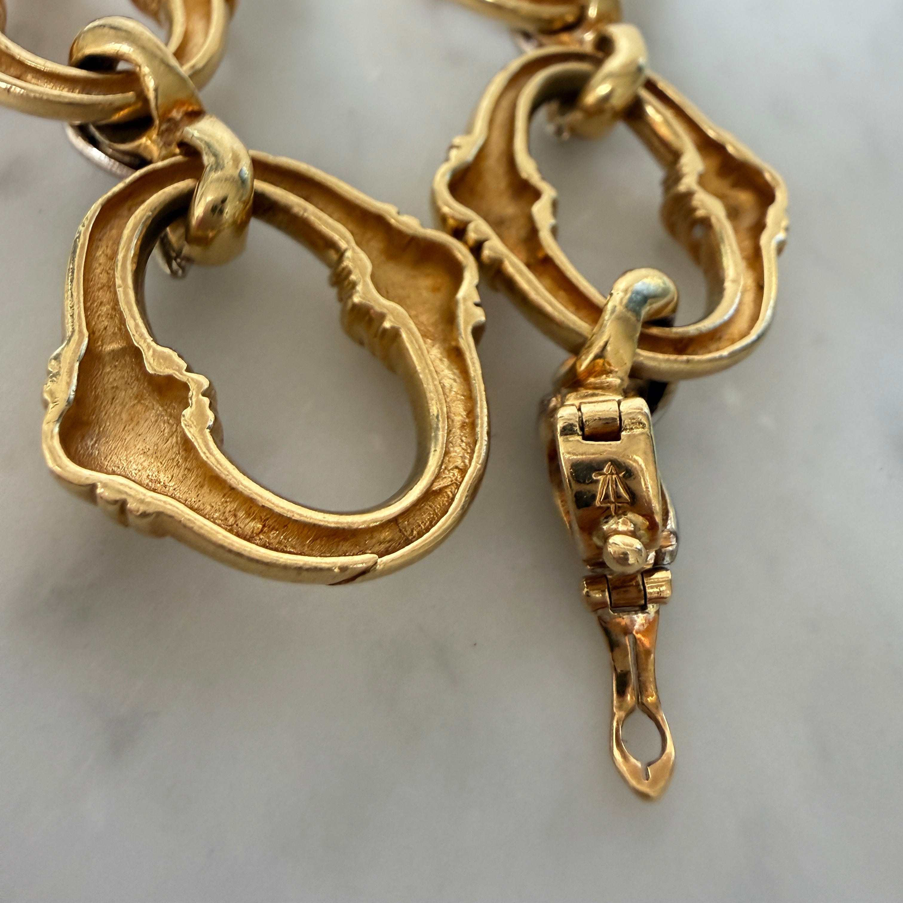 Vintage 18k Two-Tone Gold Large Oval Link Multi Pavé Chain Bracelet