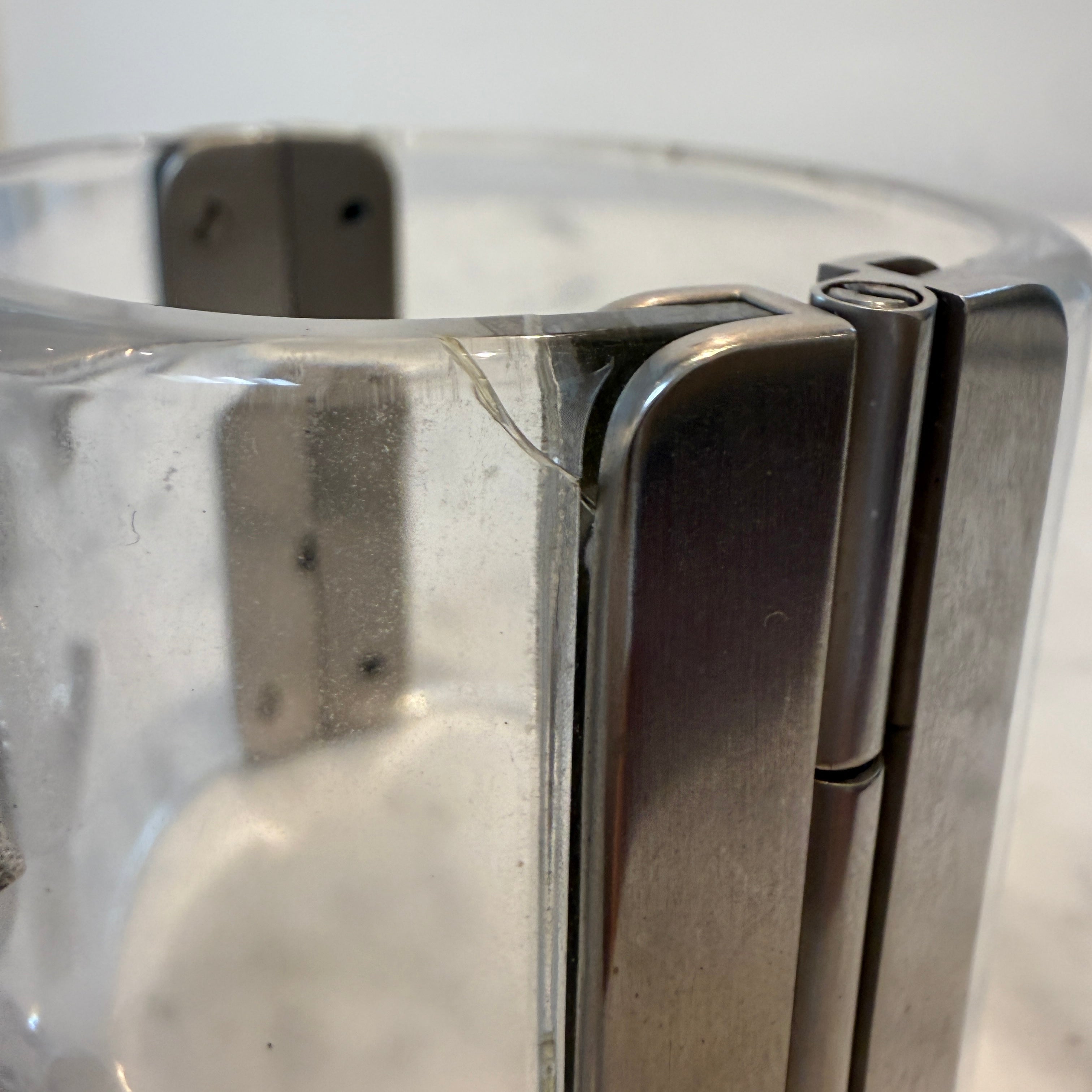 Chanel CC Crystal Studded Clear Lucite Hinged Wide Cuff Bracelet