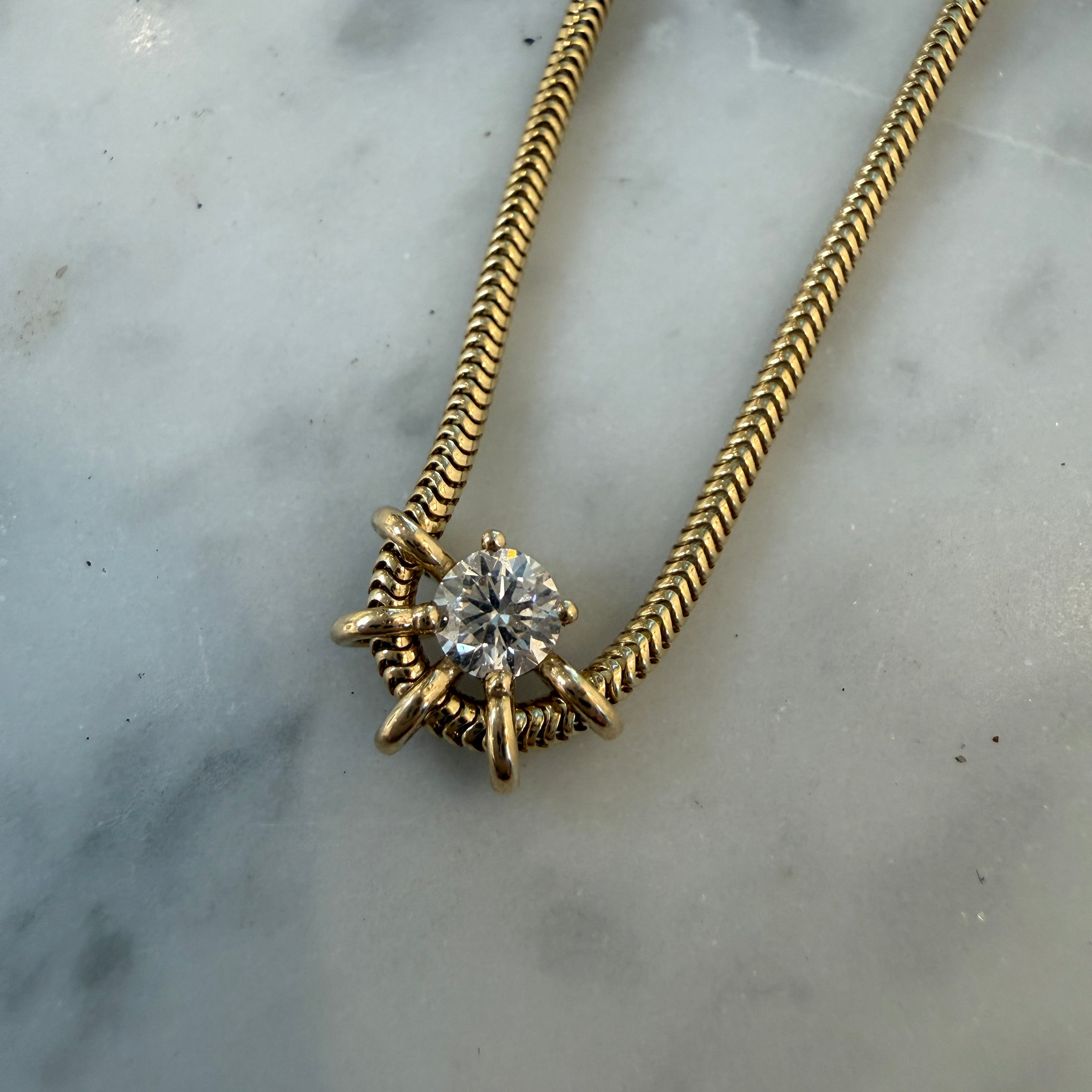 Vice Versa Louise Diamond Solitaire Necklace in 14k Yellow Gold