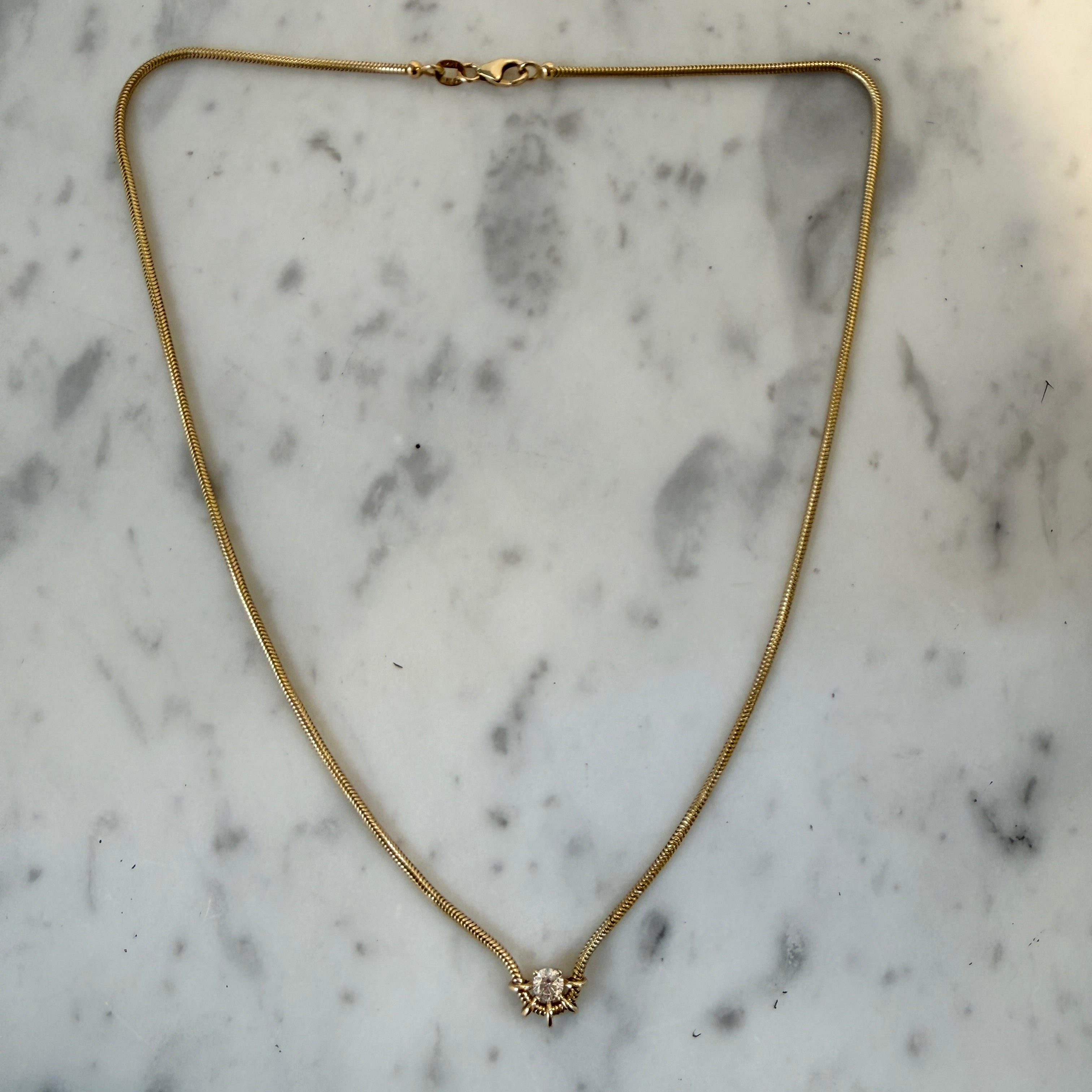 Vice Versa Louise Diamond Solitaire Necklace in 14k Yellow Gold