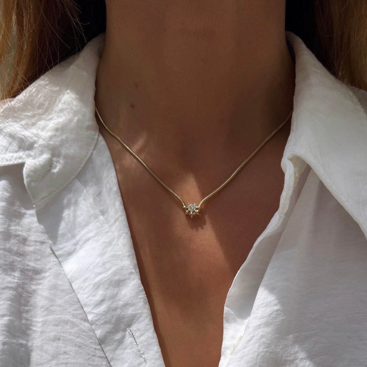 Vice Versa Louise Diamond Solitaire Necklace in 14k Yellow Gold