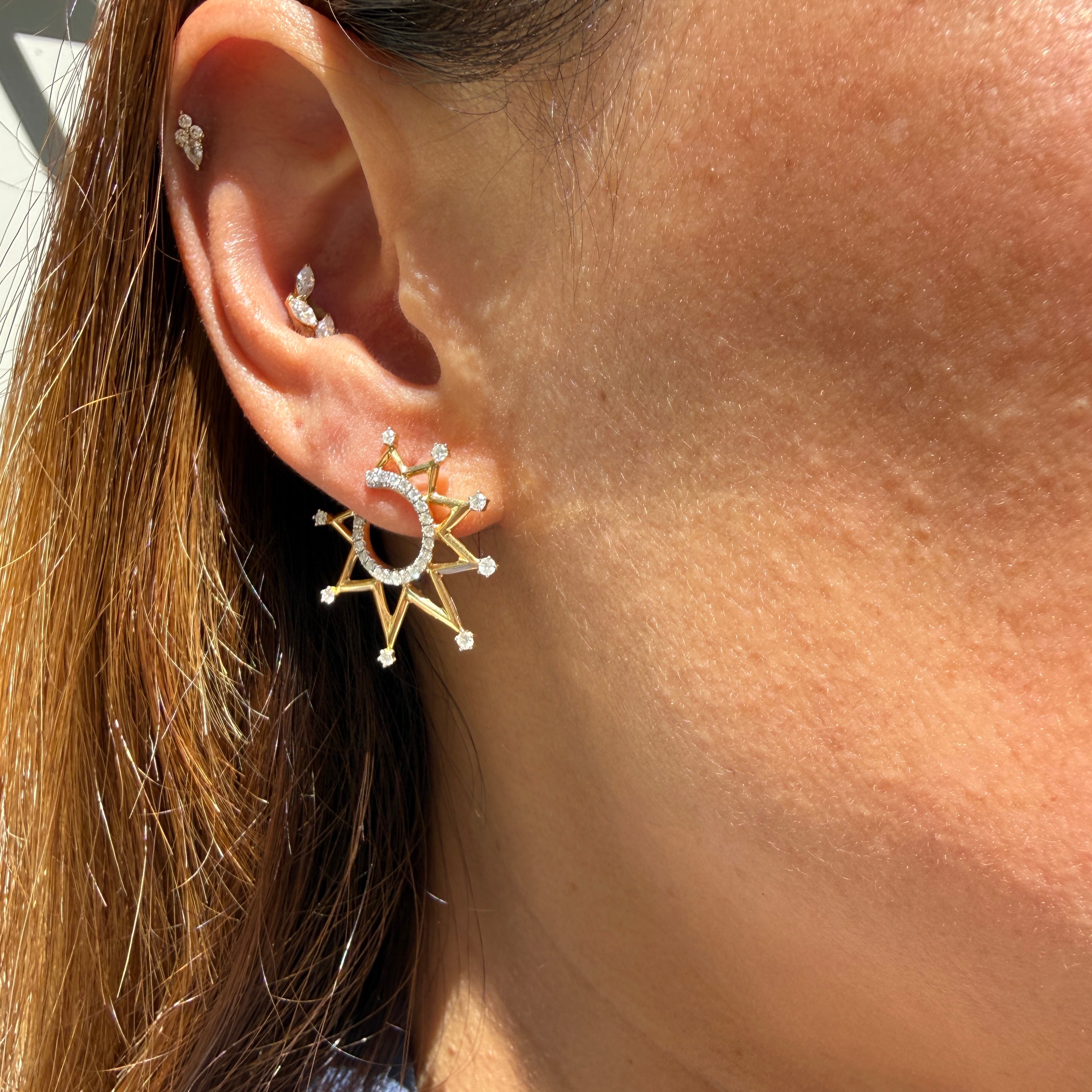 Sorellina Empress Crescent Crown Earrings in 18k Yellow Gold