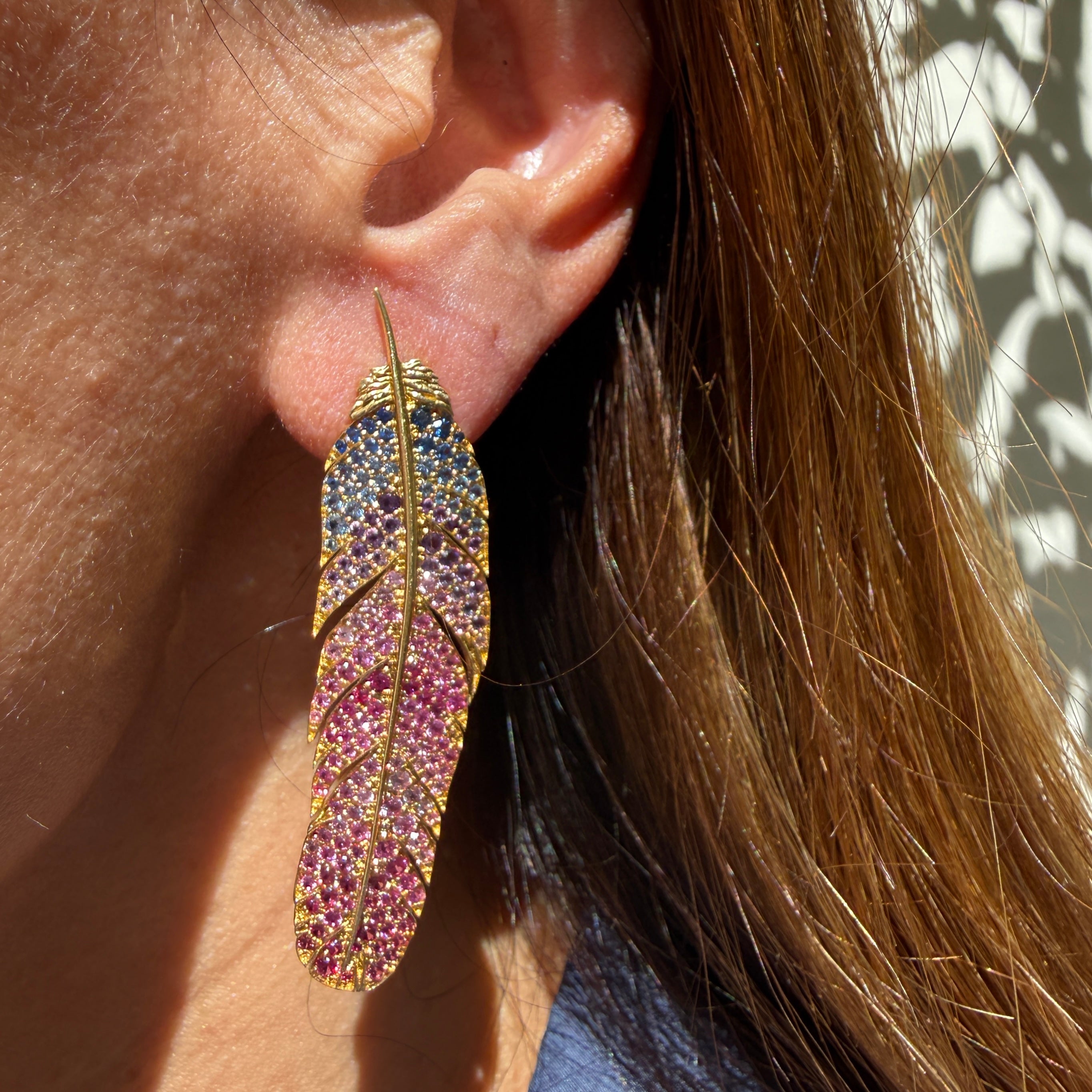 Emily P. Wheeler Feather Earrings in 18k Yellow Gold