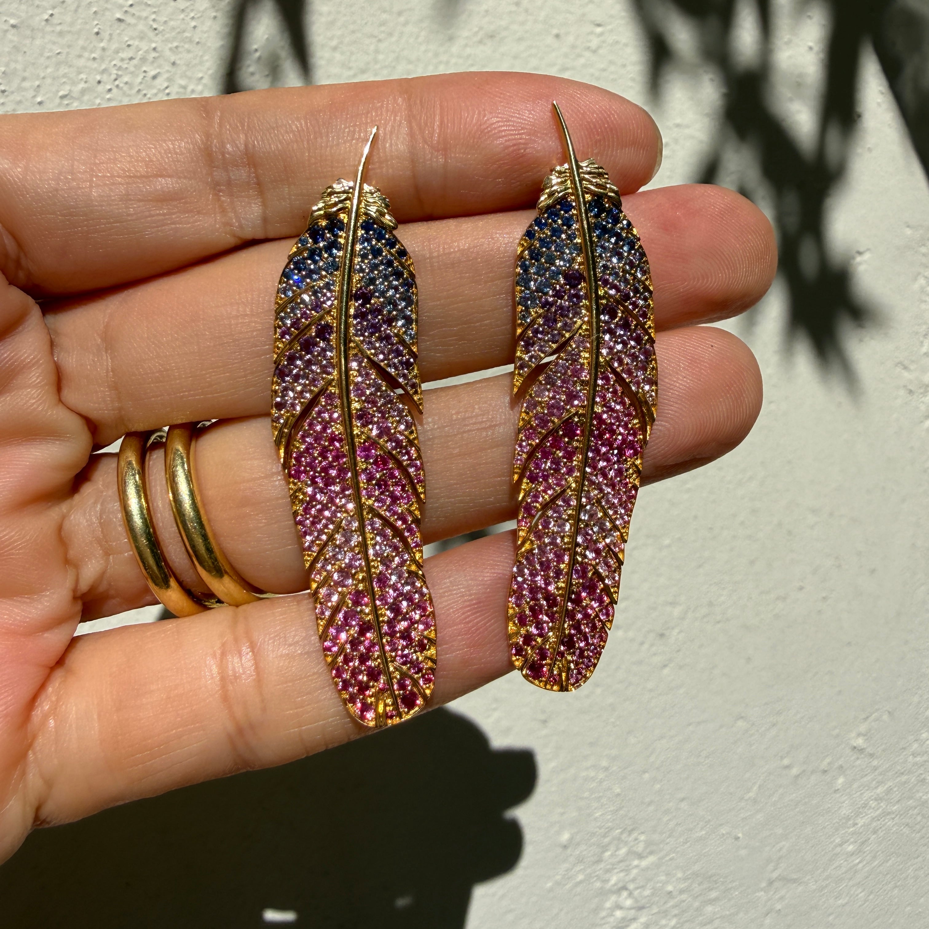 Emily P. Wheeler Feather Earrings in 18k Yellow Gold
