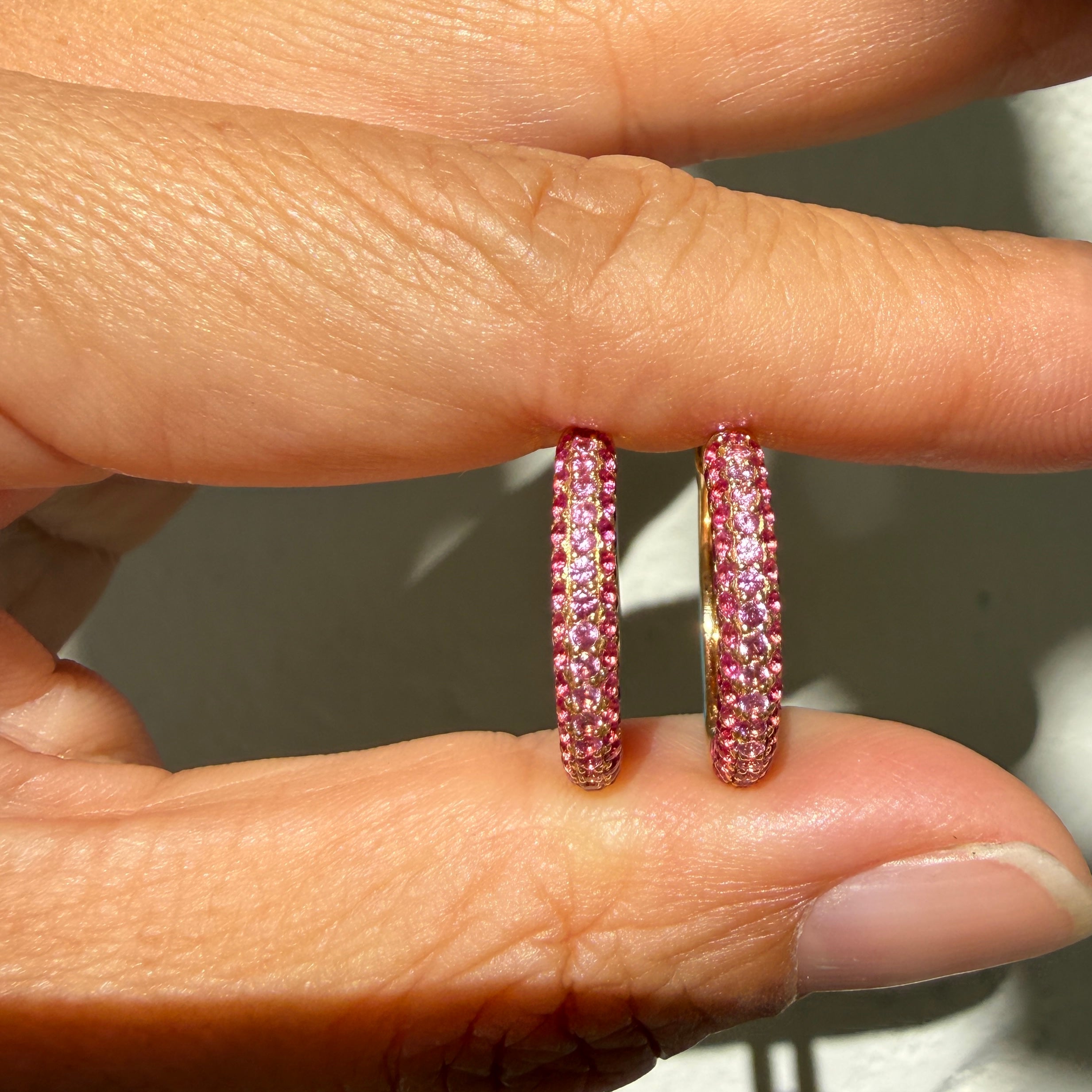 Emily P. Wheeler Sapphire and Ruby California Duo Hoop Earrings in 18k Yellow Gold