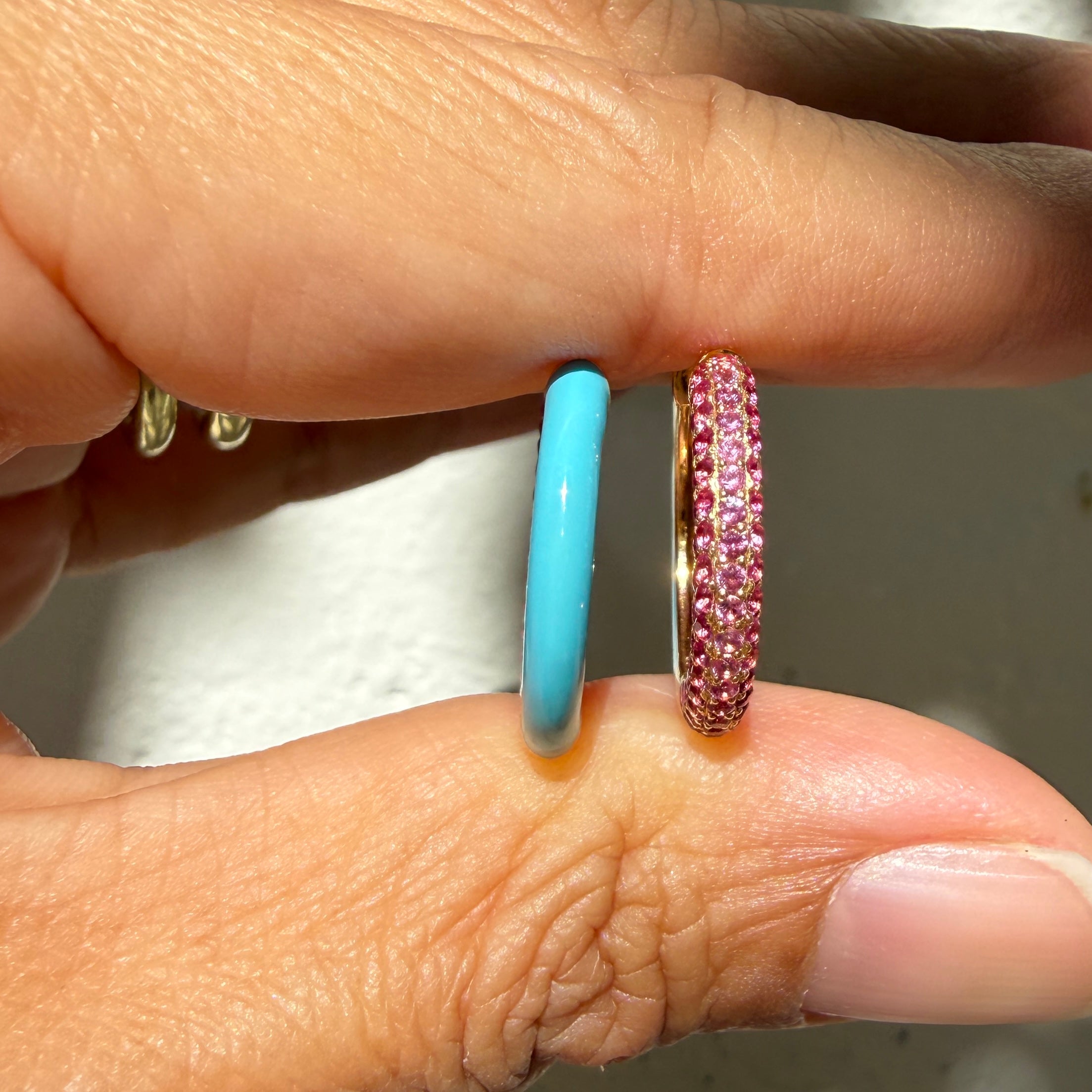 Emily P. Wheeler Sapphire and Ruby California Duo Hoop Earrings in 18k Yellow Gold
