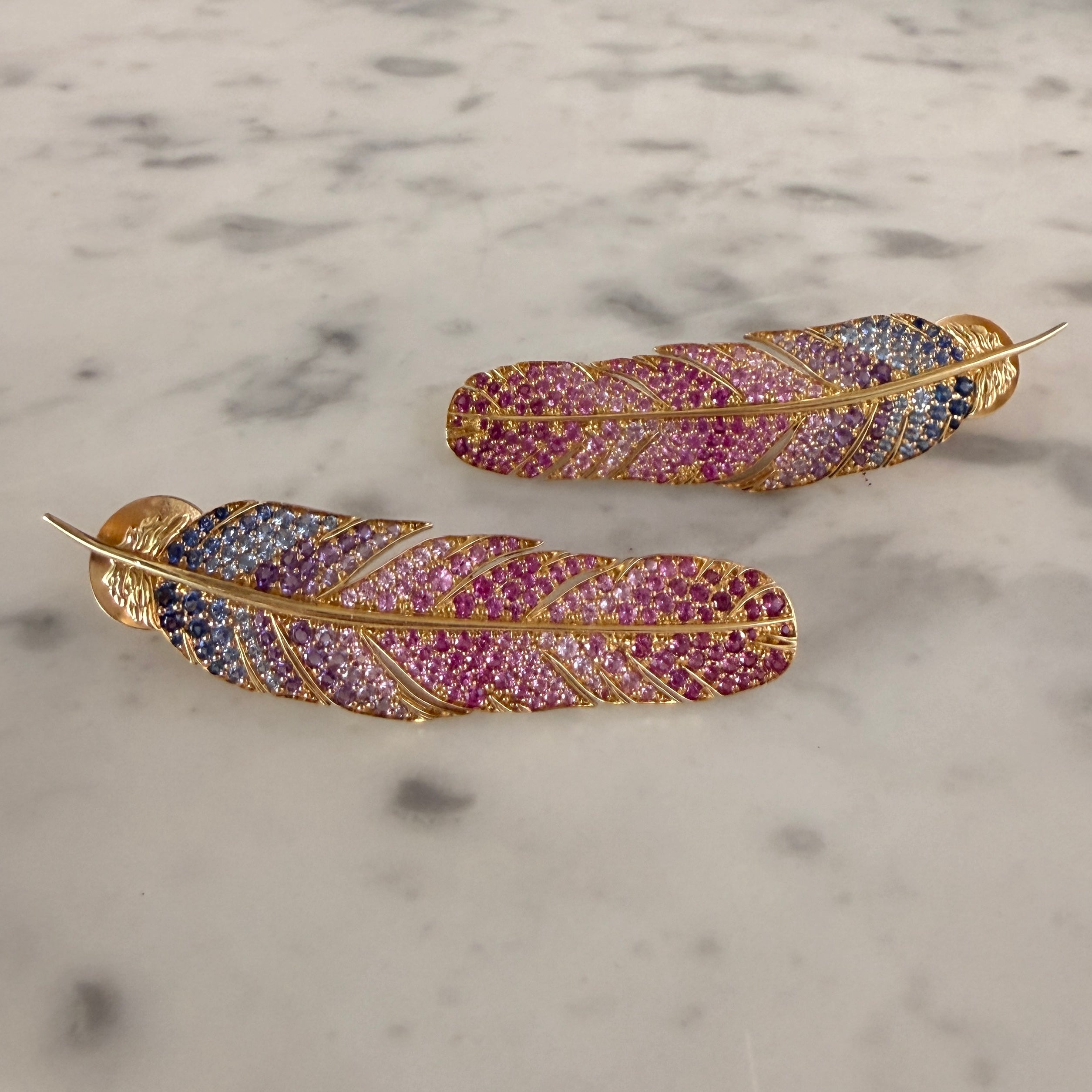 Emily P. Wheeler Feather Earrings in 18k Yellow Gold