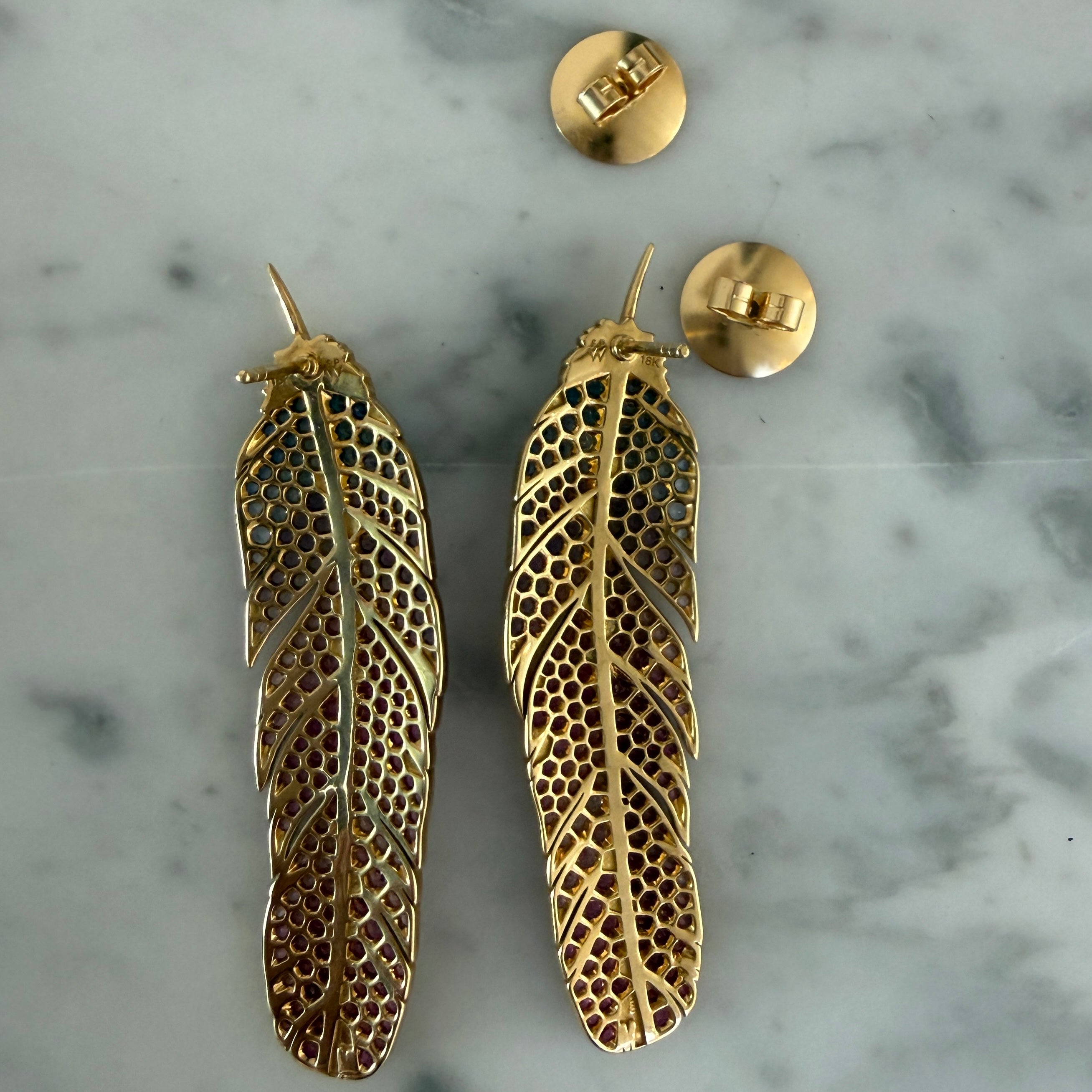 Emily P. Wheeler Feather Earrings in 18k Yellow Gold
