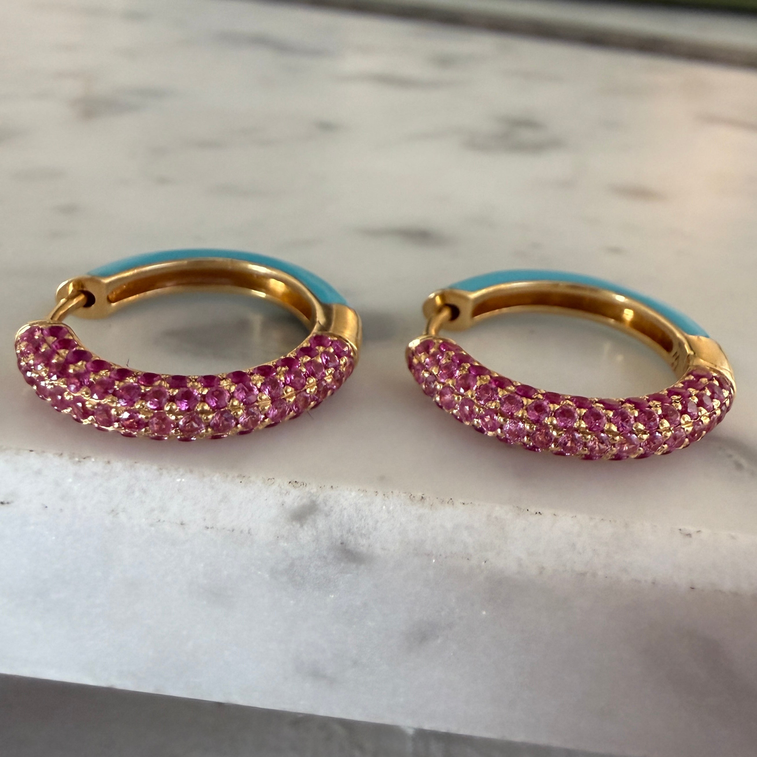 Emily P. Wheeler Sapphire and Ruby California Duo Hoop Earrings in 18k Yellow Gold