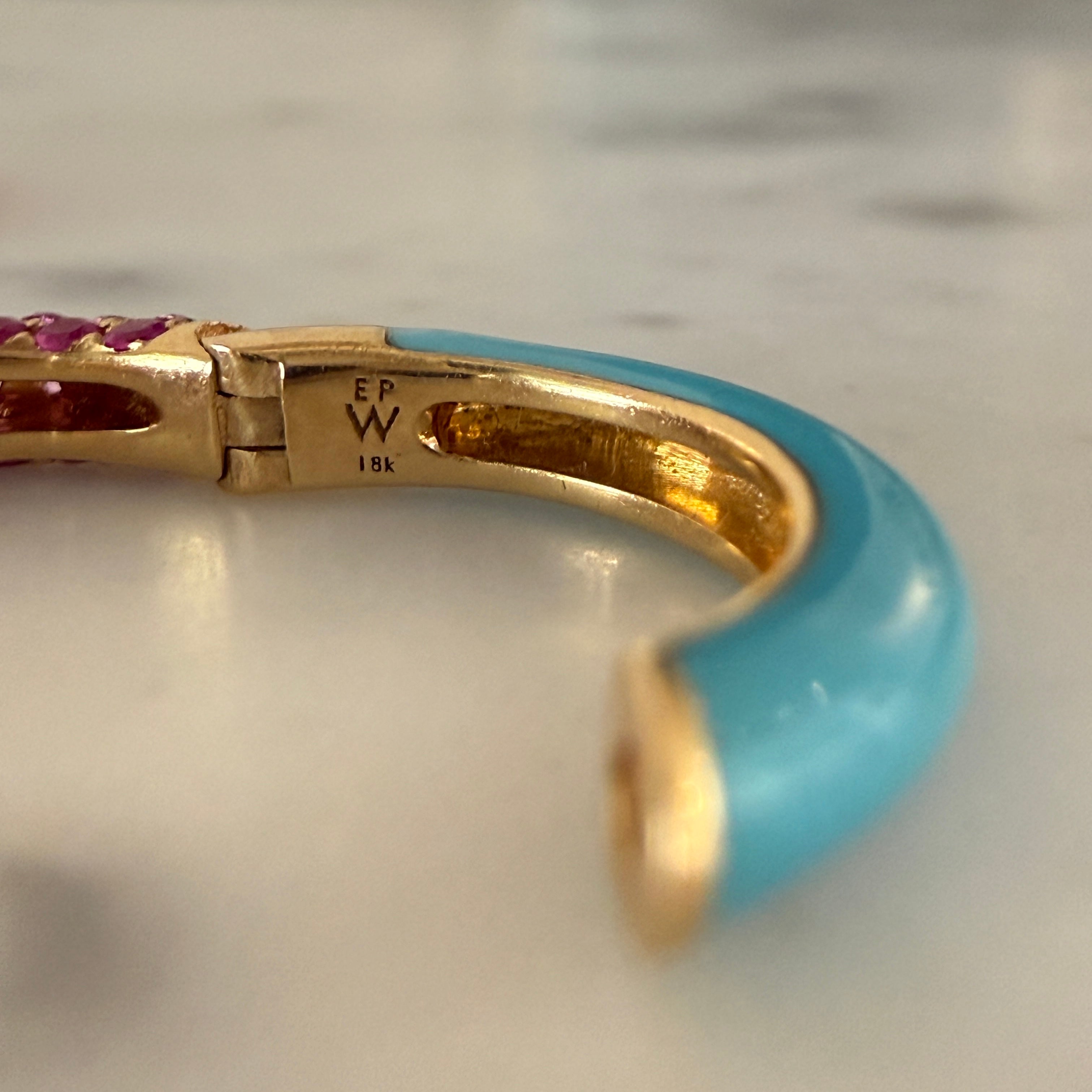 Emily P. Wheeler Sapphire and Ruby California Duo Hoop Earrings in 18k Yellow Gold
