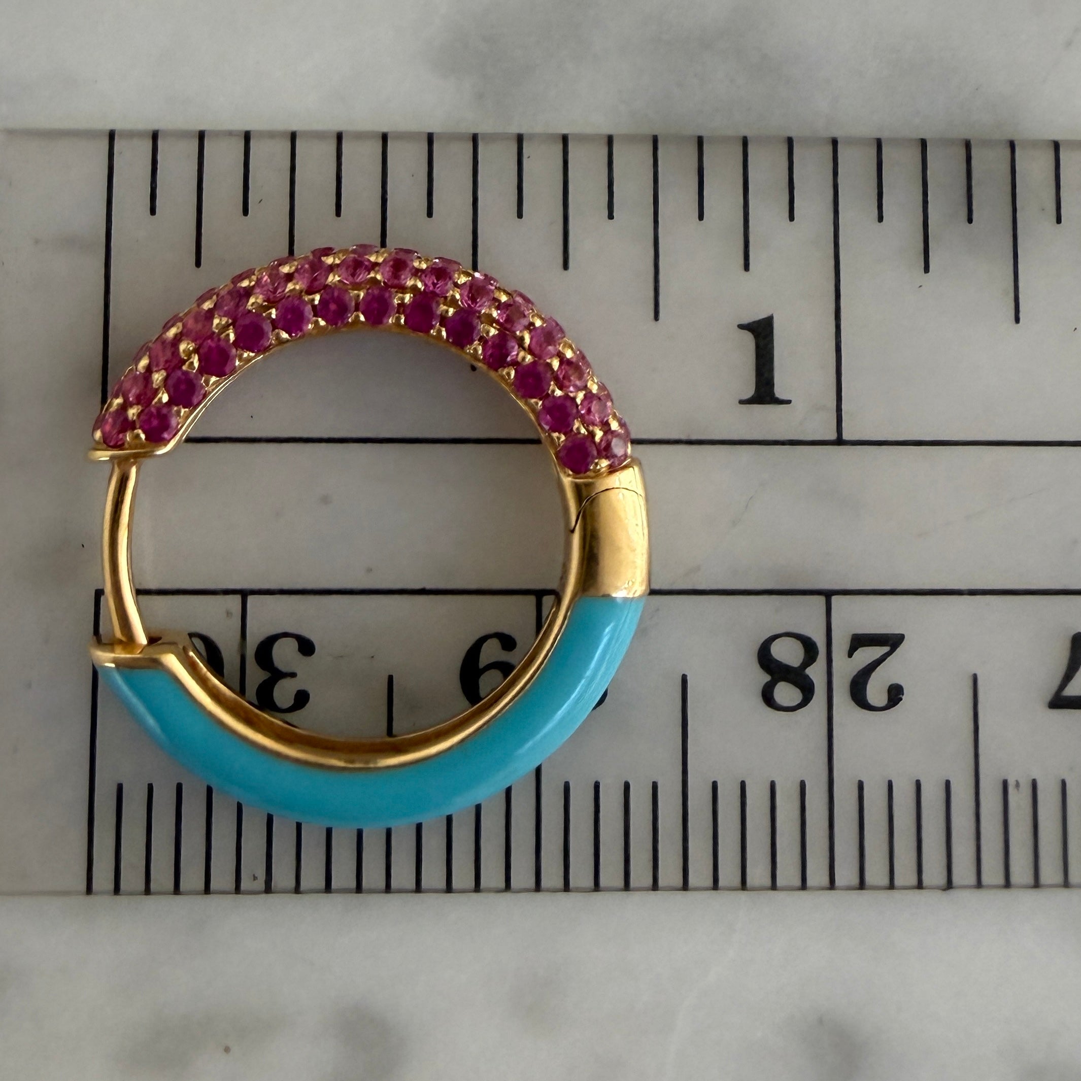 Emily P. Wheeler Sapphire and Ruby California Duo Hoop Earrings in 18k Yellow Gold
