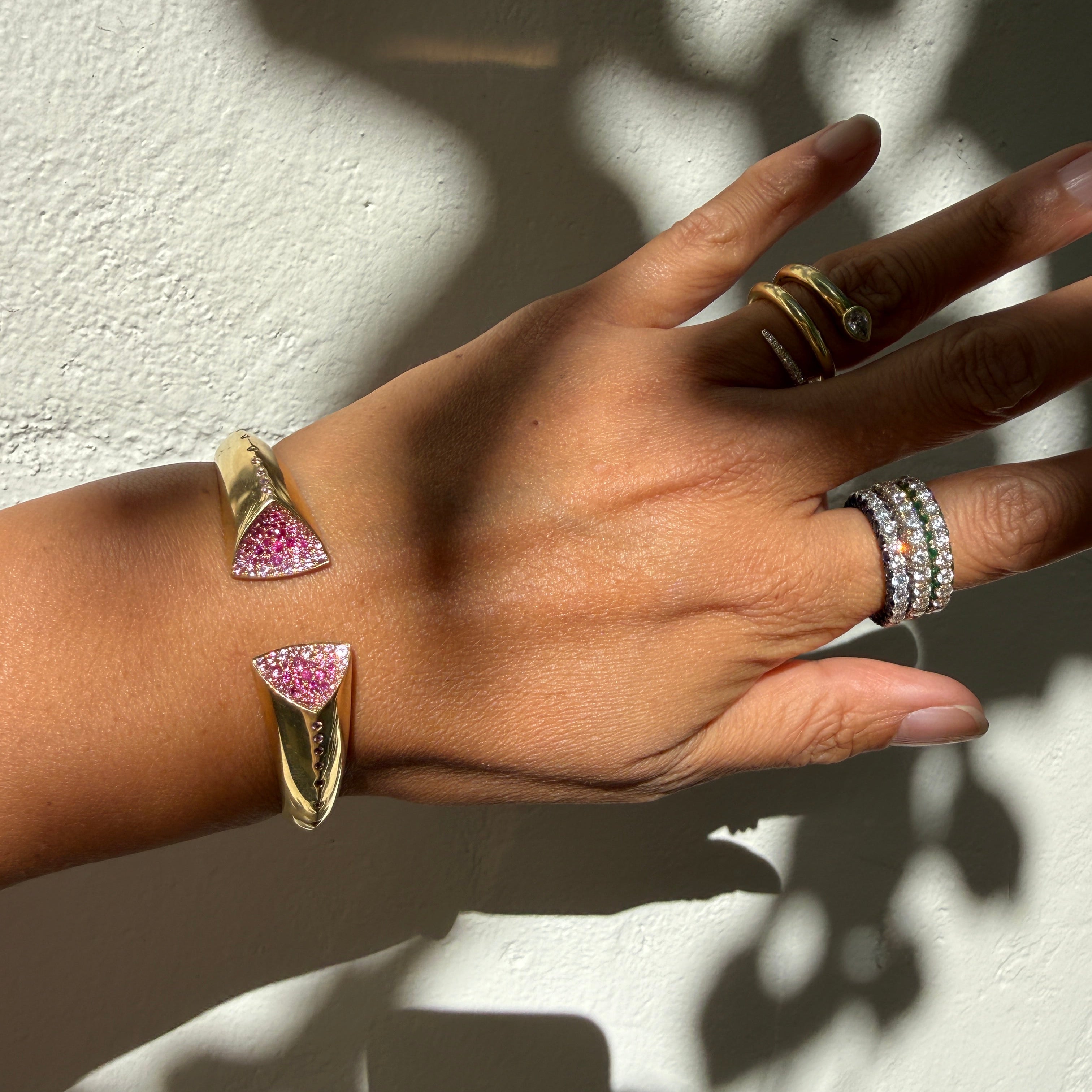 Emily P. Wheeler Pink Sapphire Geode Cuff in 18k Yellow Gold