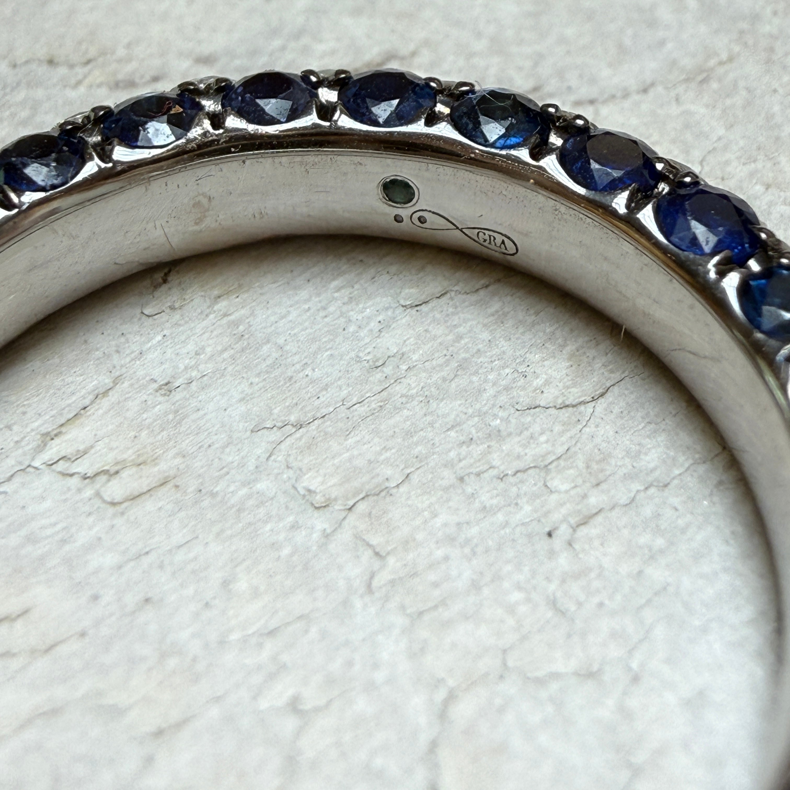 Graziela Sapphire and Diamond 3 Sided Band Ring in 18k White Gold