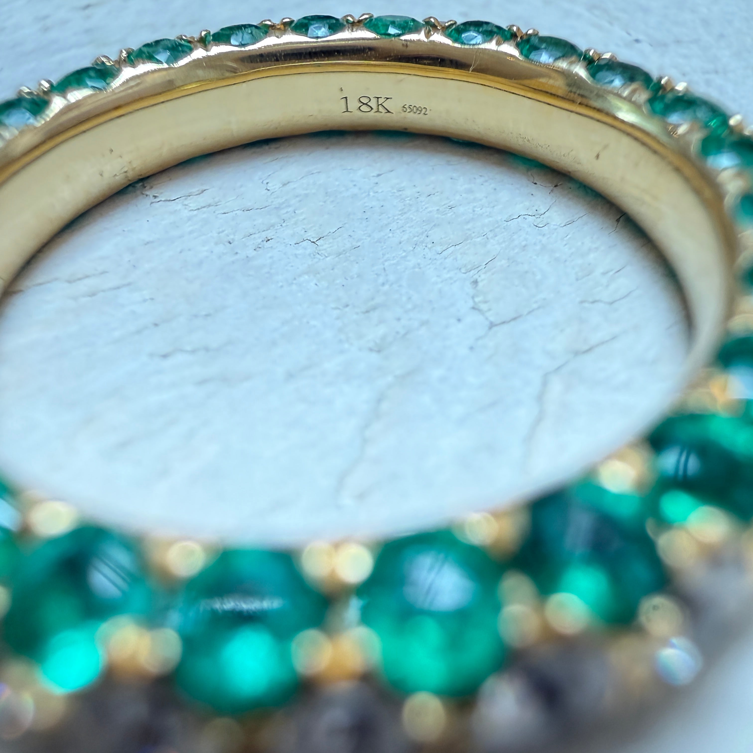Graziela Emerald and Diamond 3 Sided Band Ring in 18k Yellow Gold