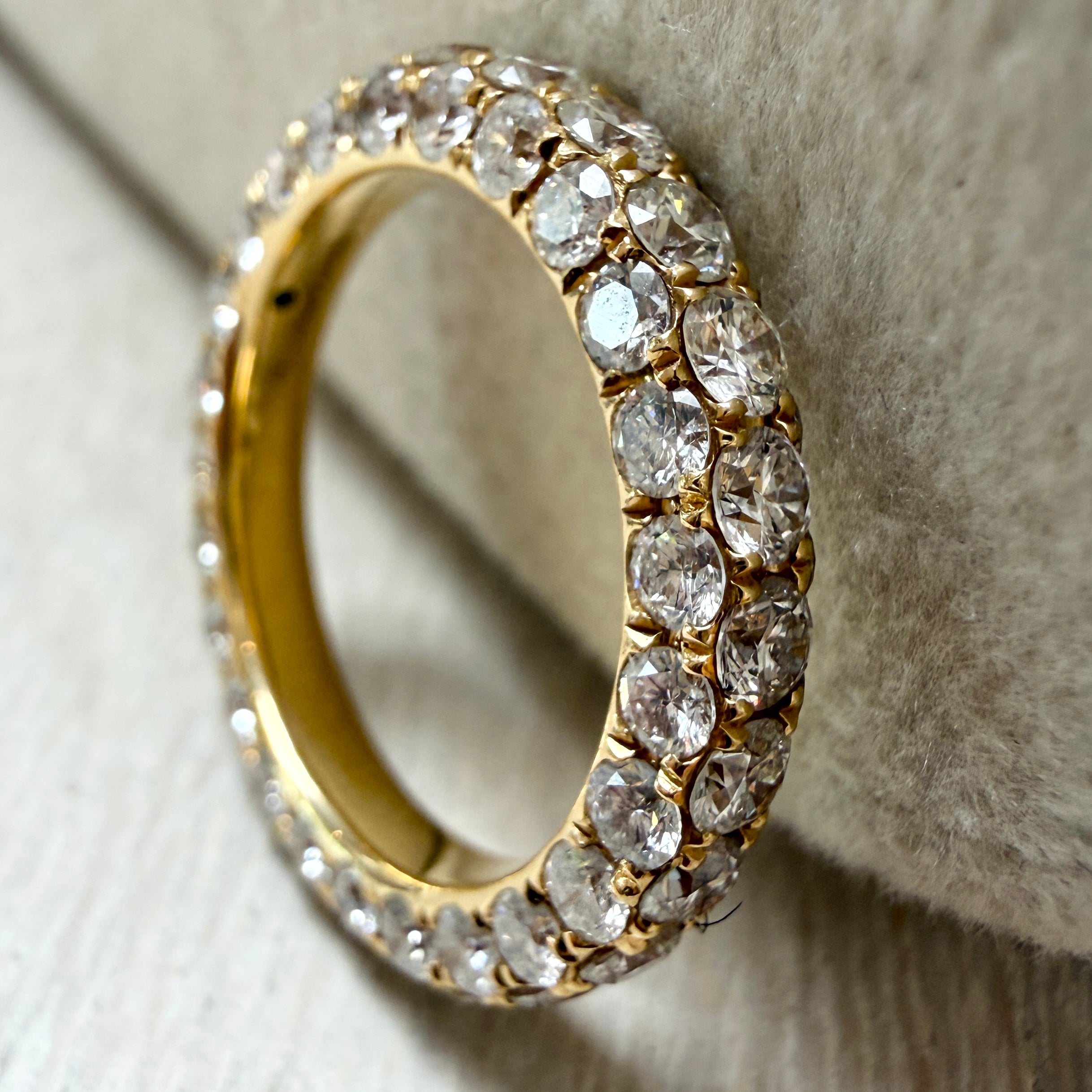 Graziela Three Sided White Diamond Band Ring in 18k Yellow Gold