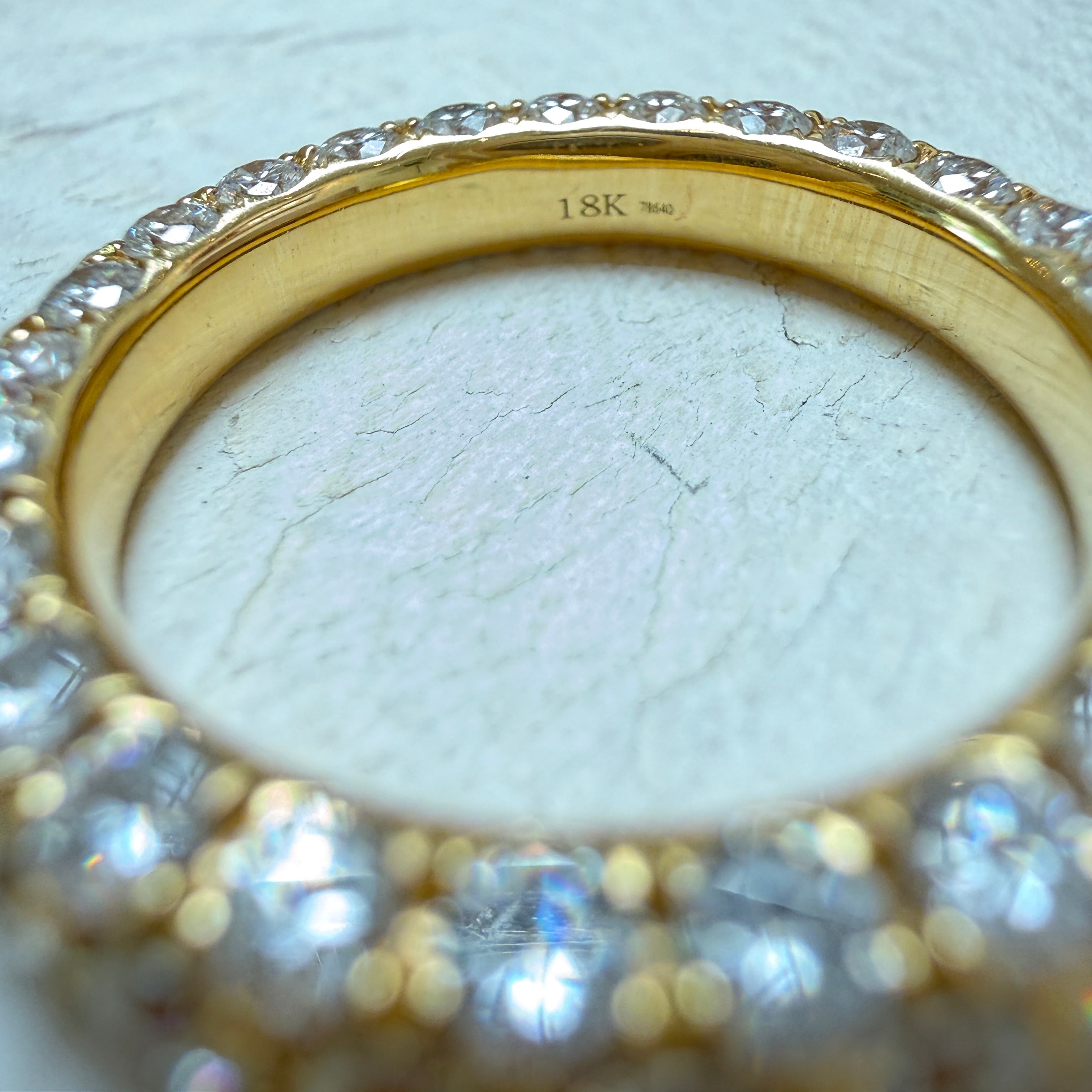 Graziela Three Sided White Diamond Band Ring in 18k Yellow Gold