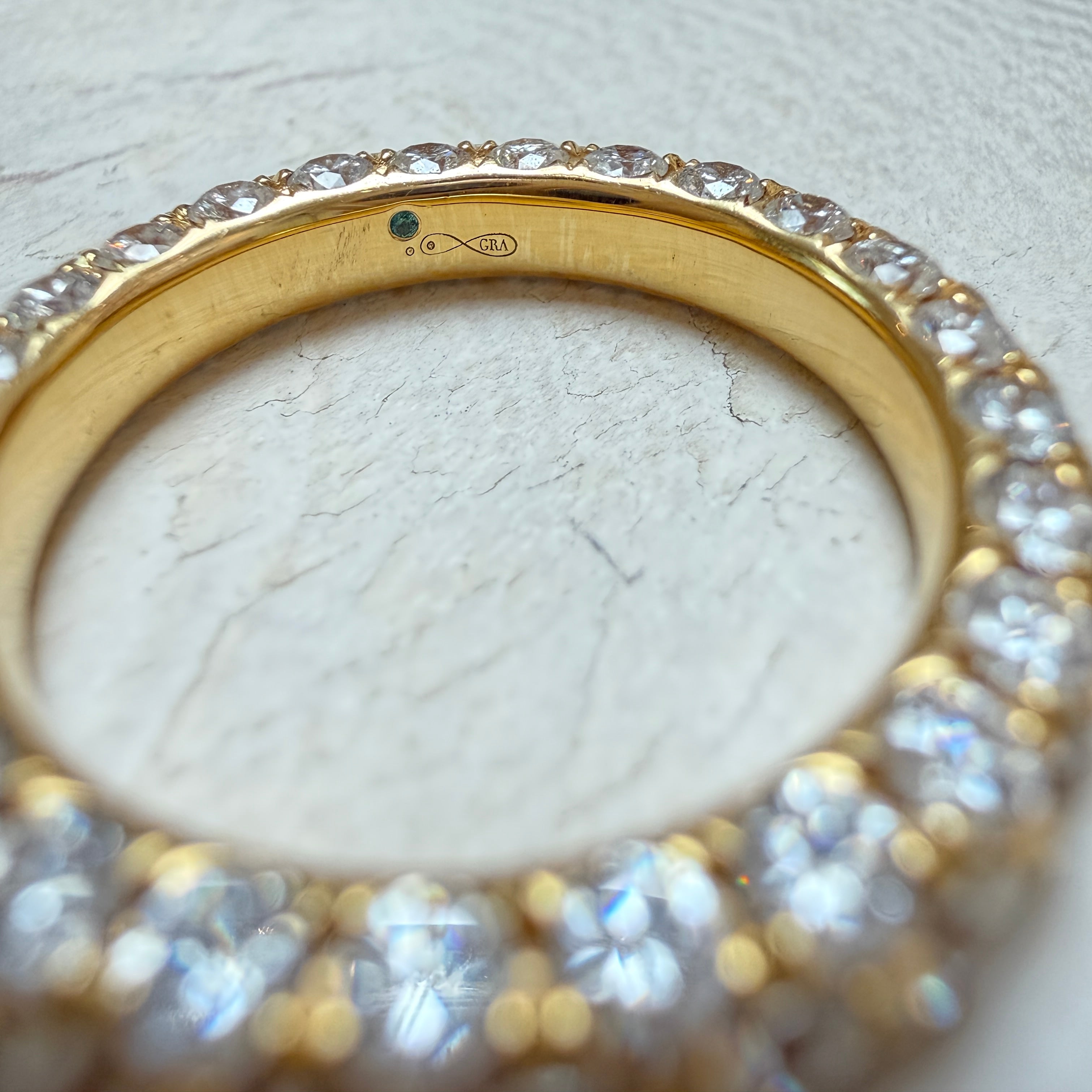 Graziela Three Sided White Diamond Band Ring in 18k Yellow Gold