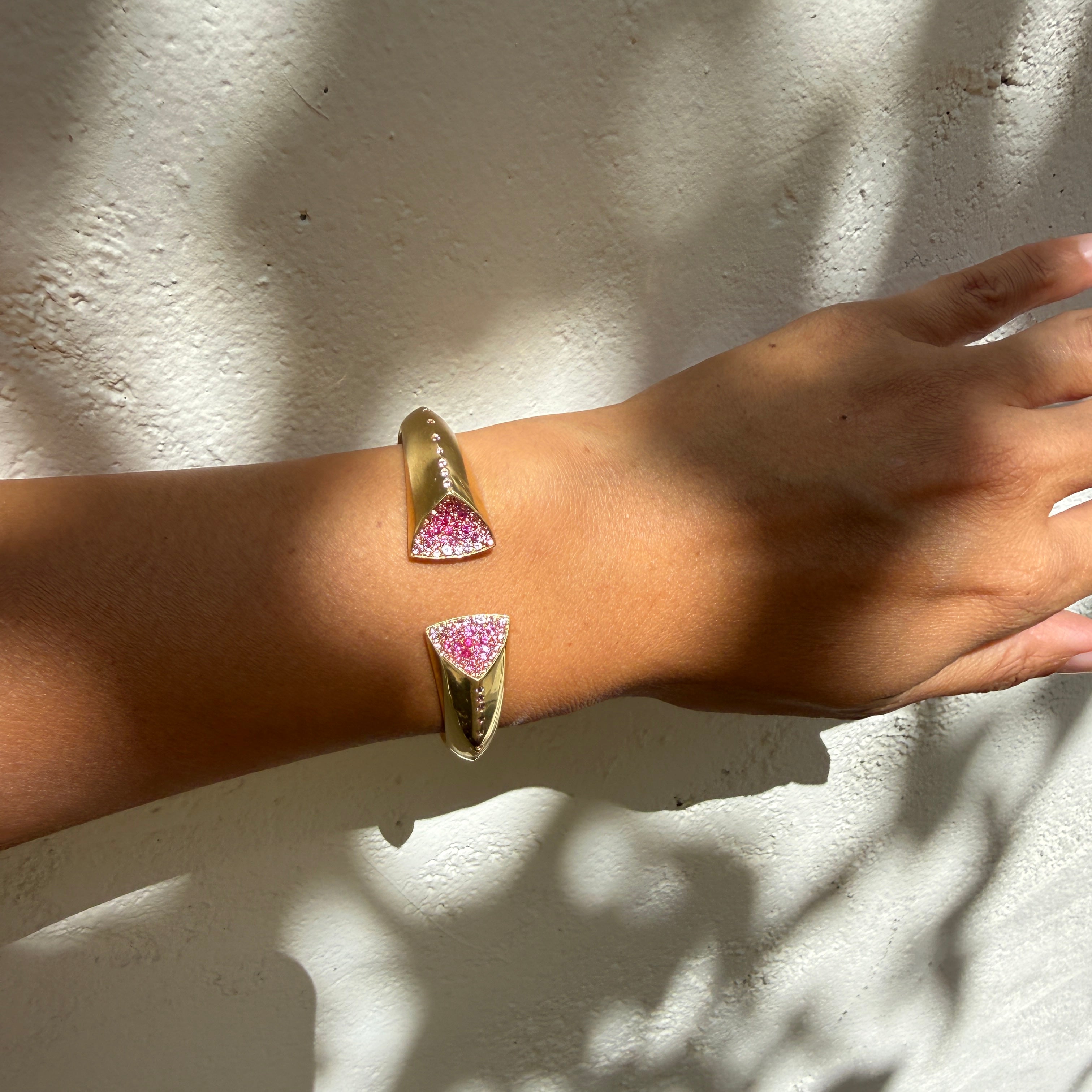 Emily P. Wheeler Pink Sapphire Geode Cuff in 18k Yellow Gold