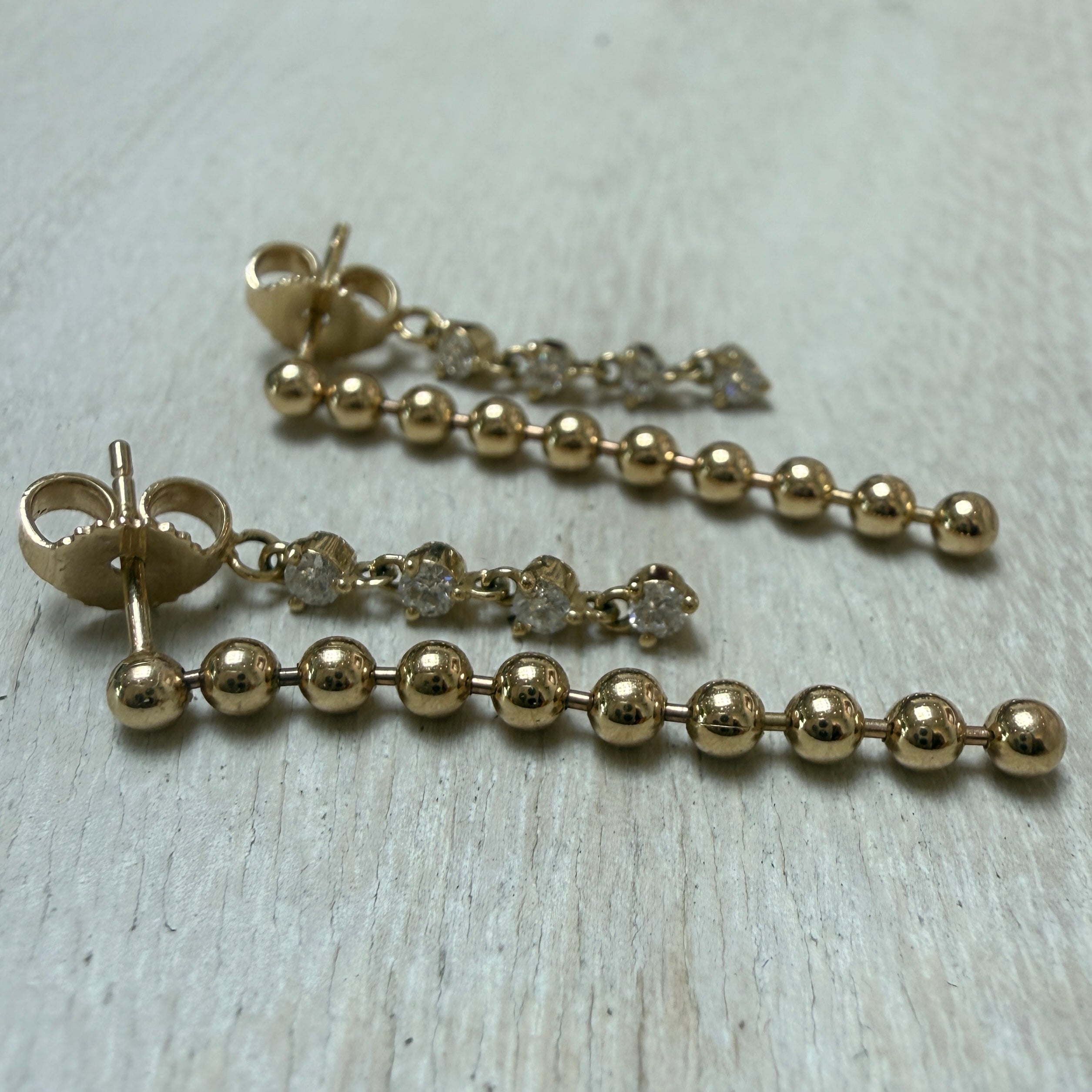 Vice Versa Mini Gemini Diamond Drop Earrings in 14k Yellow Gold