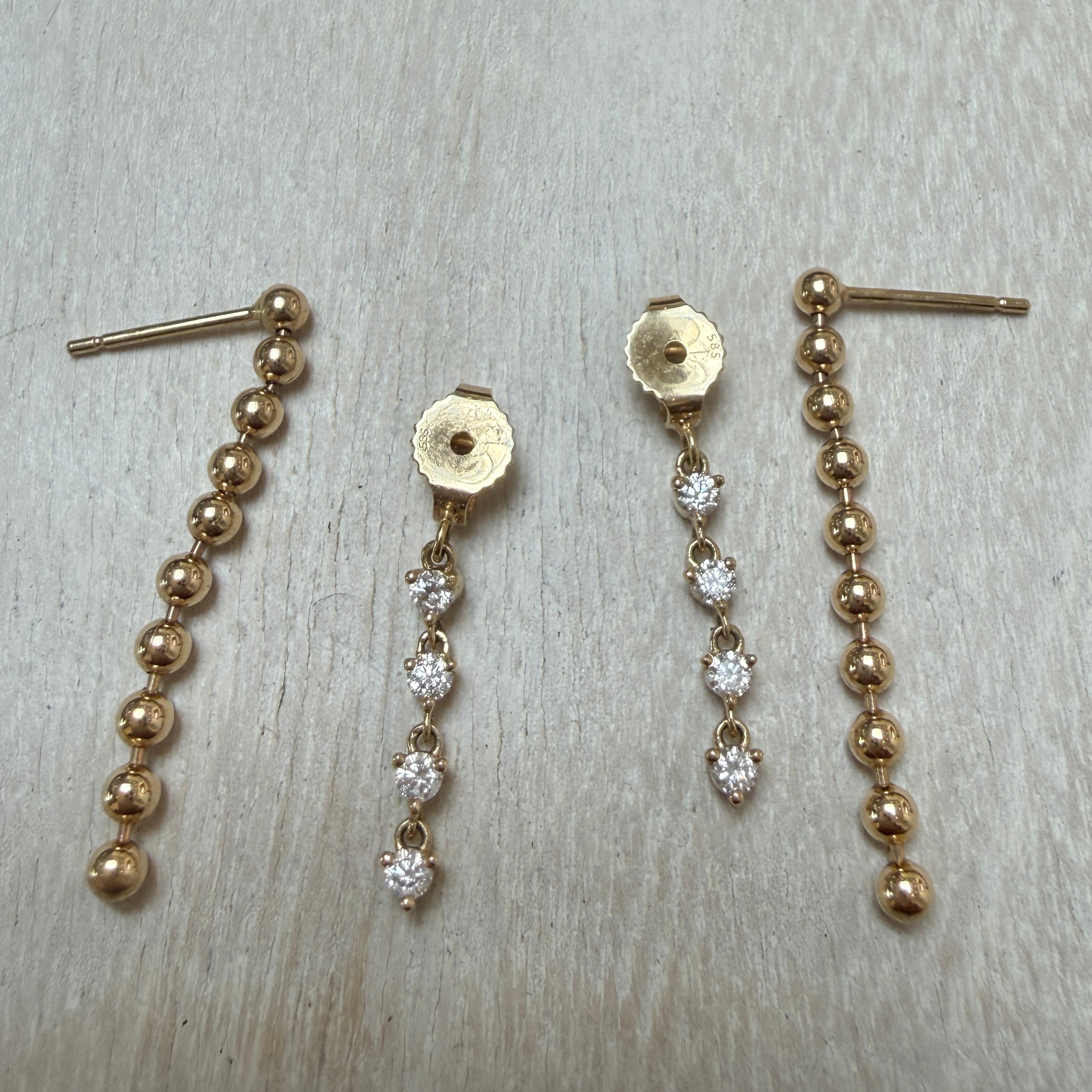 Vice Versa Mini Gemini Diamond Drop Earrings in 14k Yellow Gold