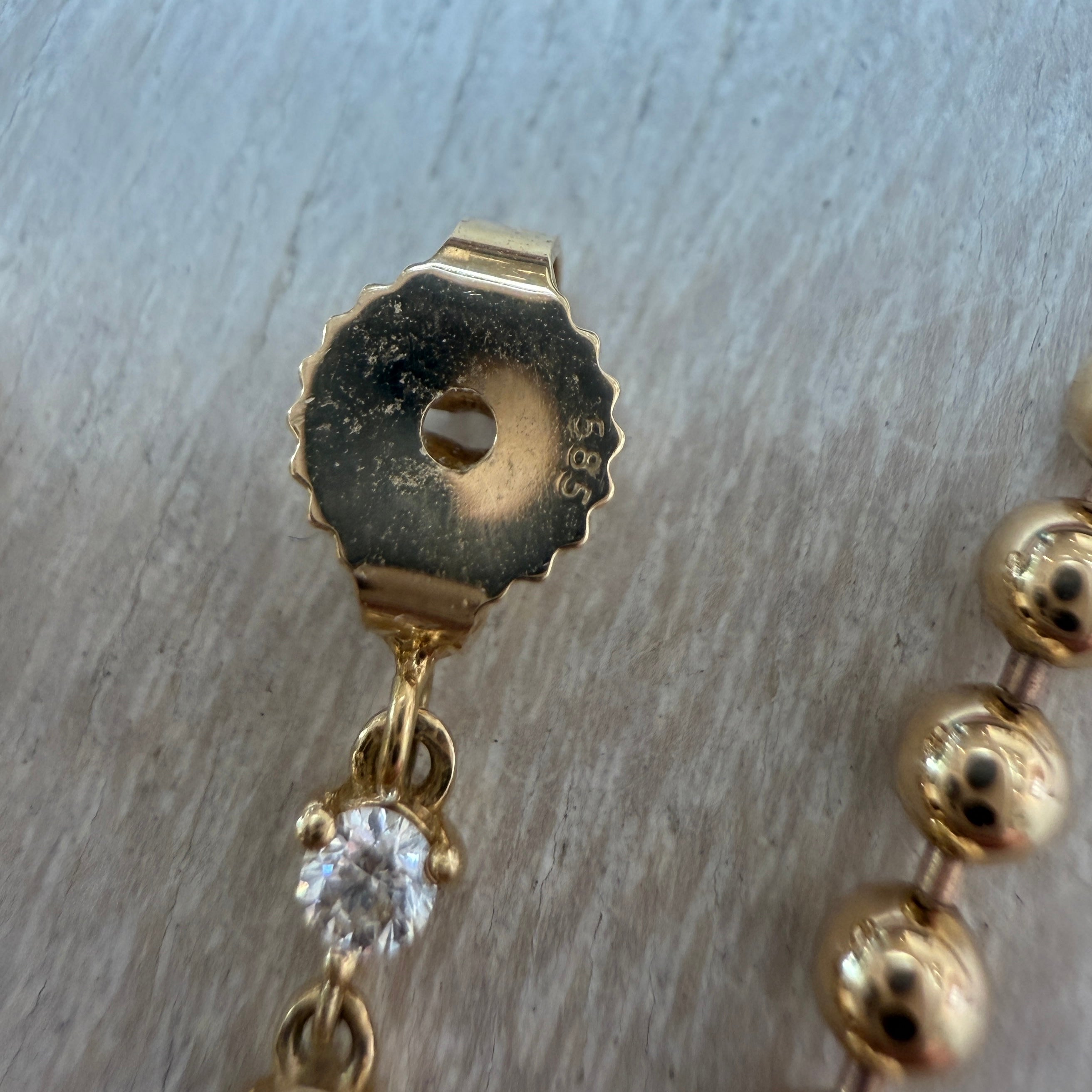 Vice Versa Mini Gemini Diamond Drop Earrings in 14k Yellow Gold