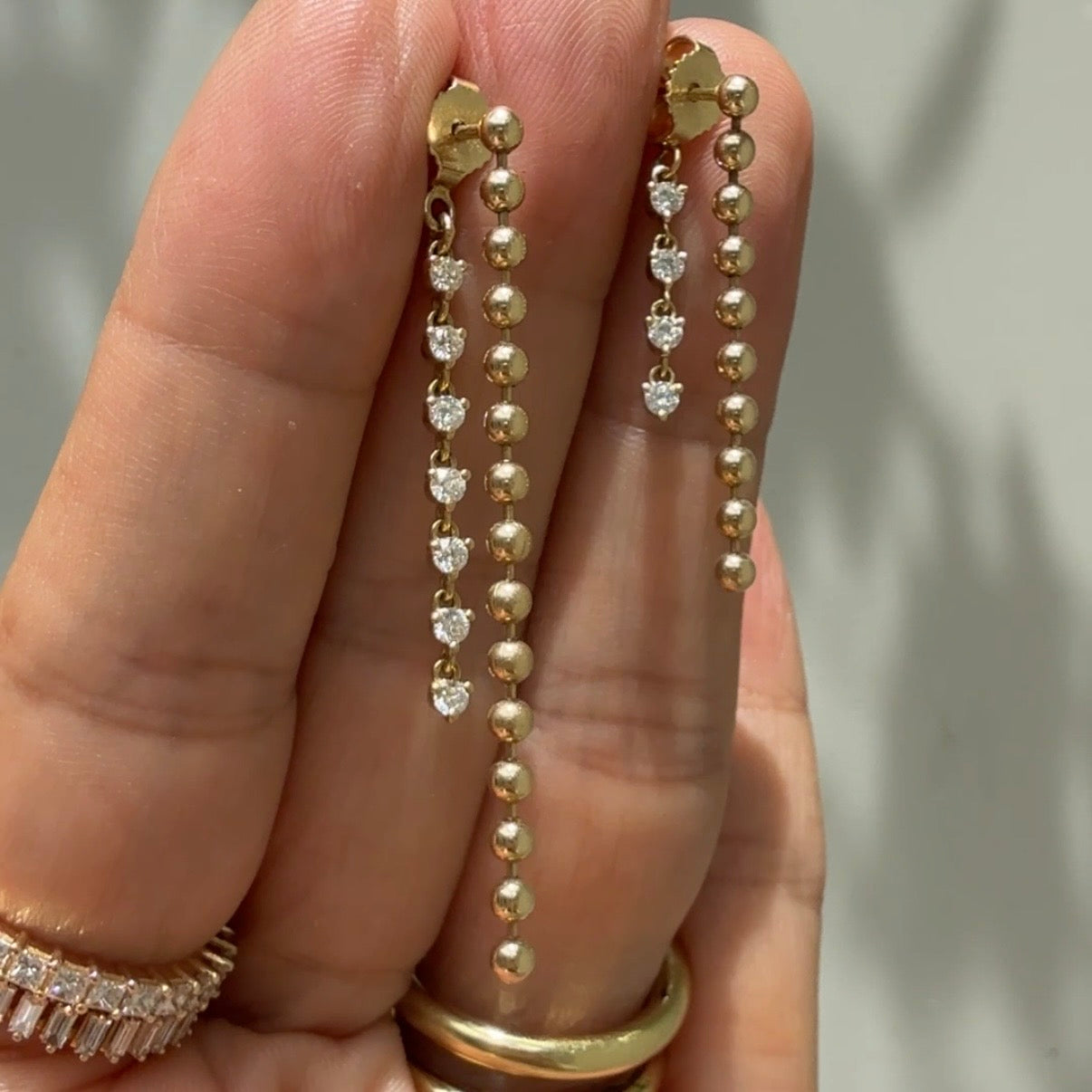 Vice Versa Mini Gemini Diamond Drop Earrings in 14k Yellow Gold
