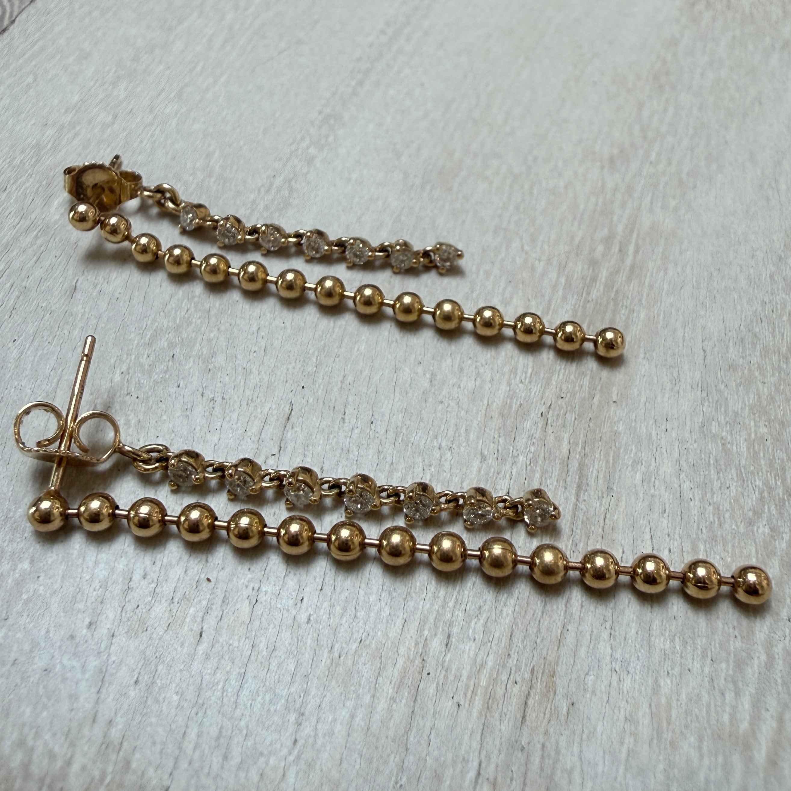 Vice Versa Gemini Diamond Drop Earrings in 14k Yellow Gold