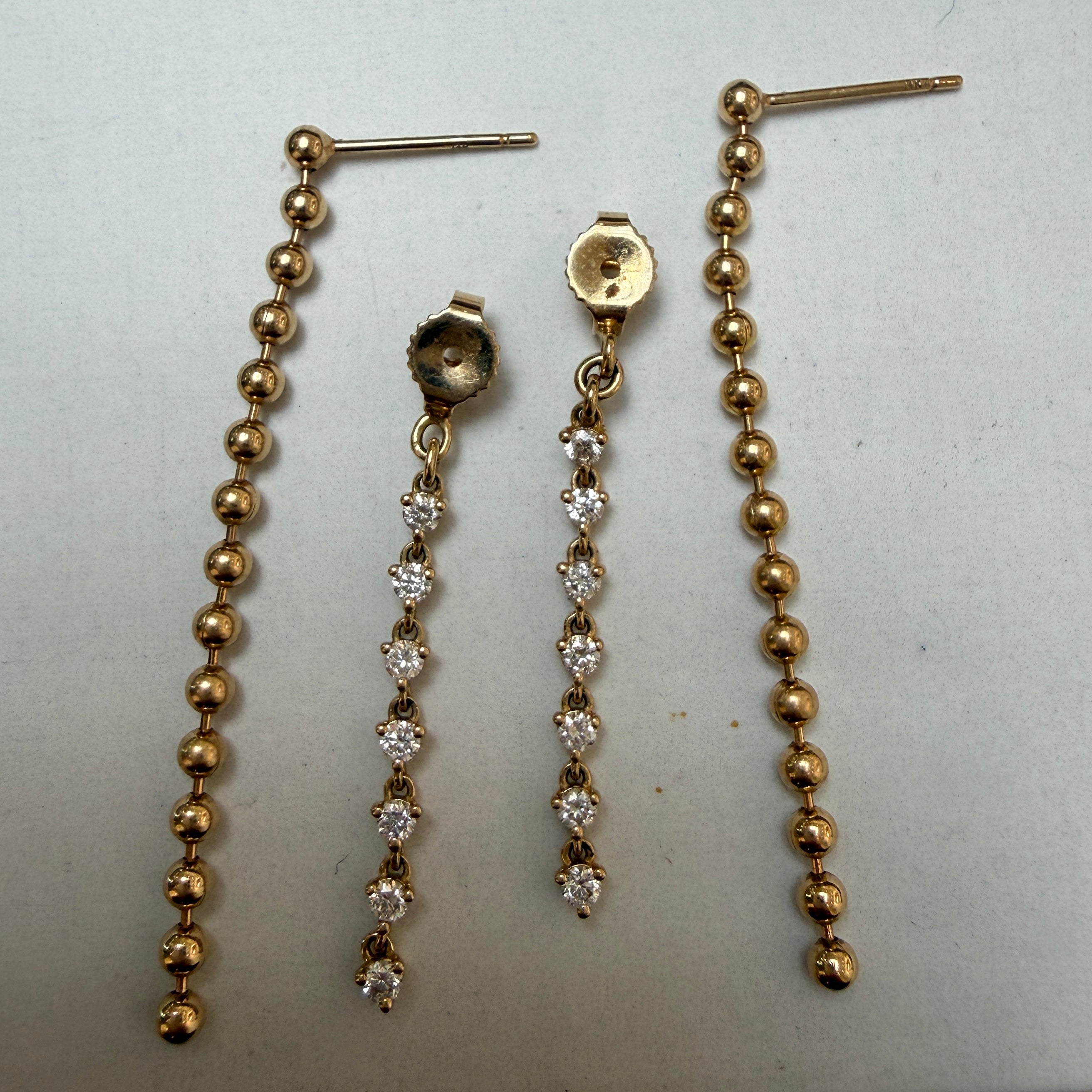 Vice Versa Gemini Diamond Drop Earrings in 14k Yellow Gold