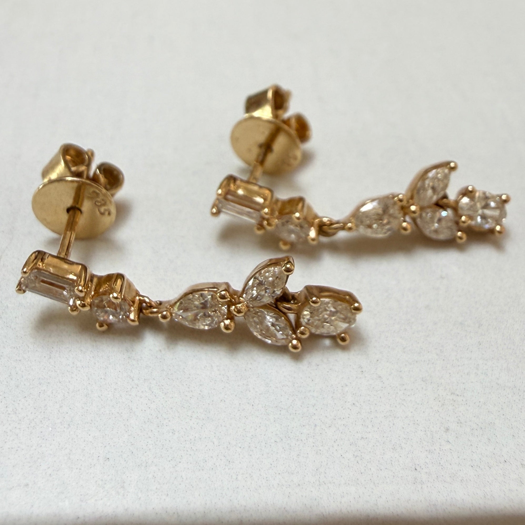 Dana Rebecca Alexa Jordyn Multi-Shape Diamond Drop Earrings in 14k Yellow Gold