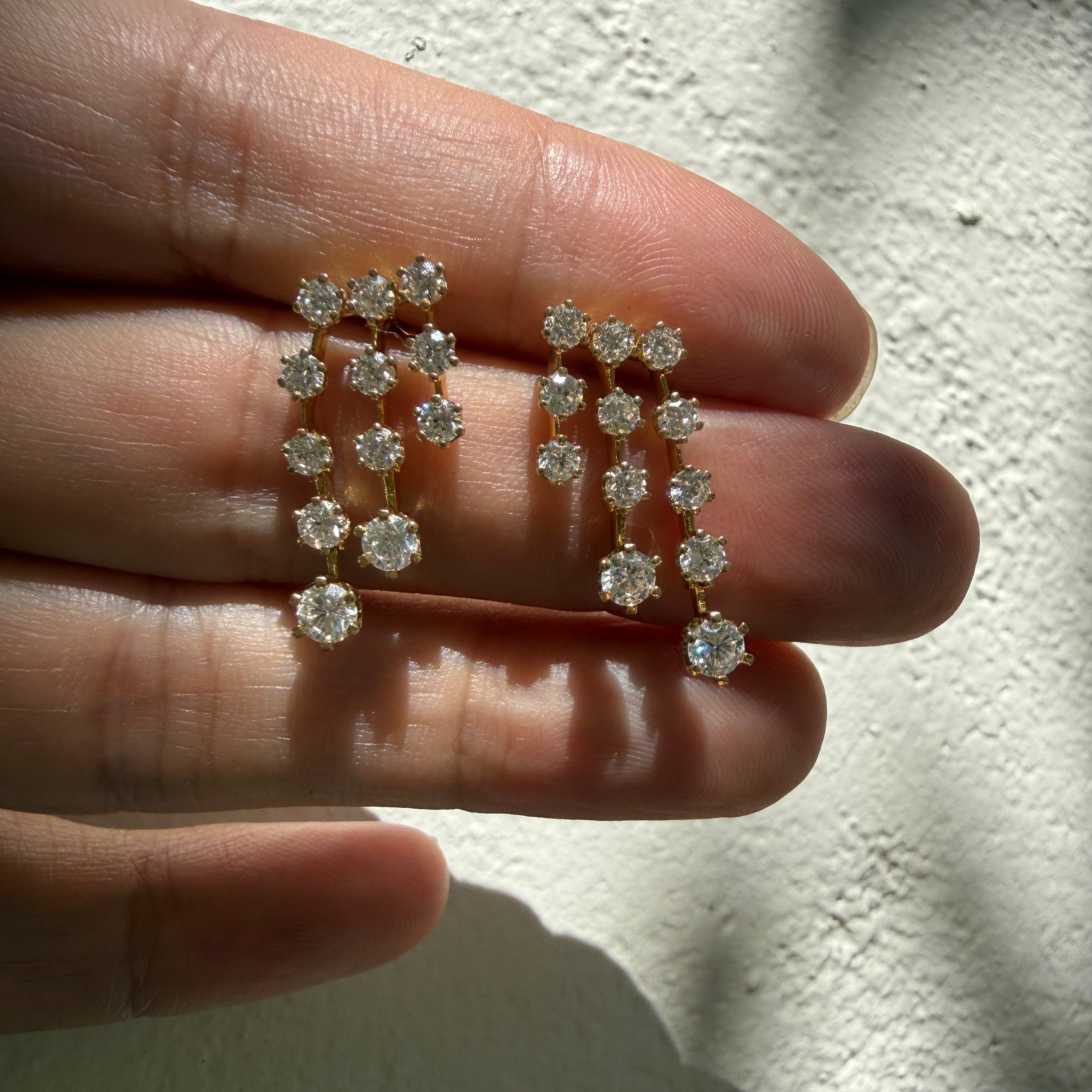 Graziela Floating Diamond Fall Earrings in 18k Yellow Gold