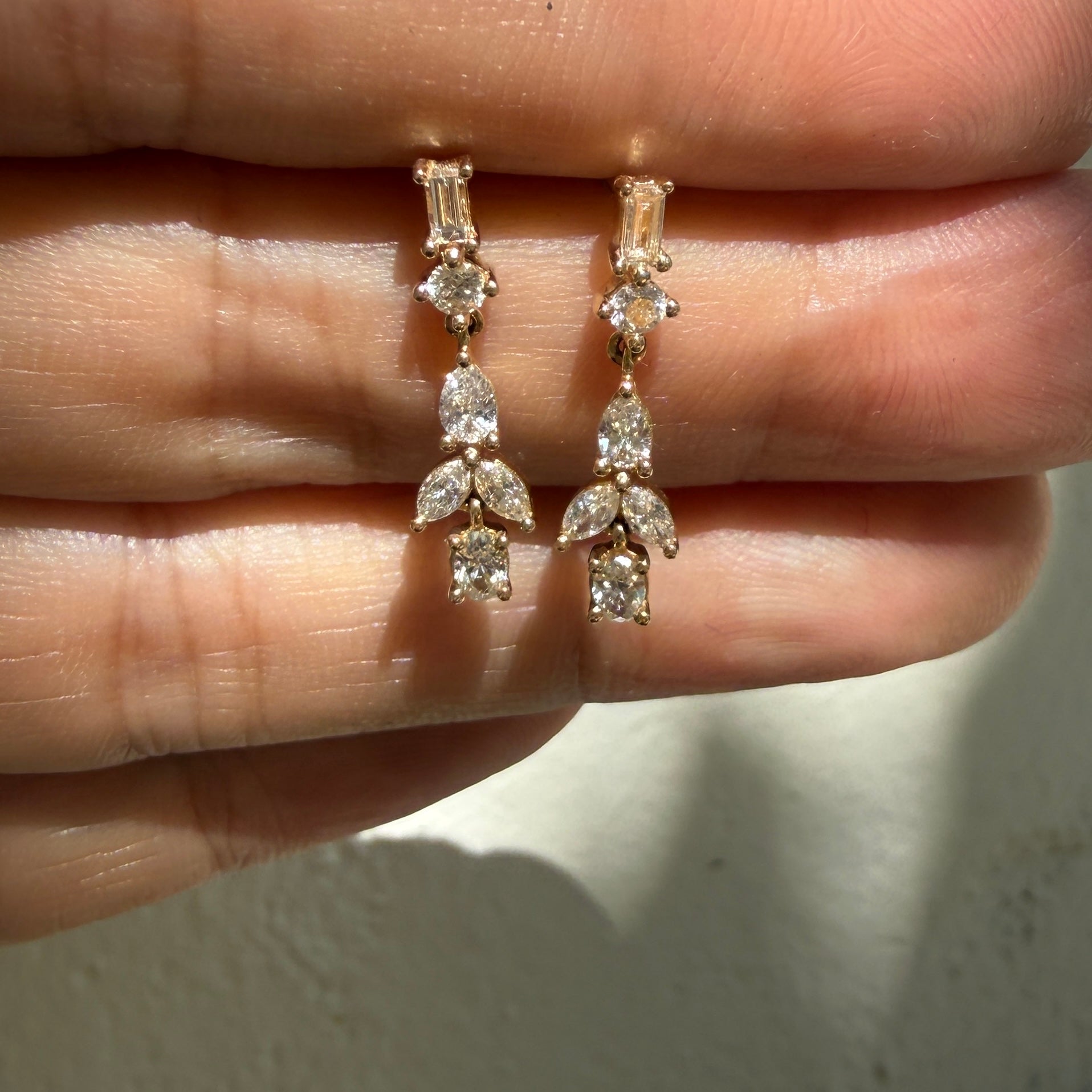 Dana Rebecca Alexa Jordyn Multi-Shape Diamond Drop Earrings in 14k Yellow Gold